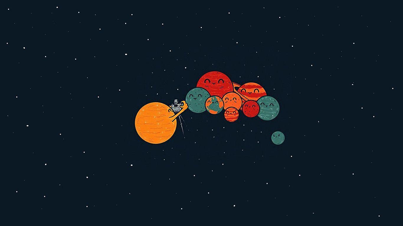 wallpaper for desktop, laptop. planets cute illustration space