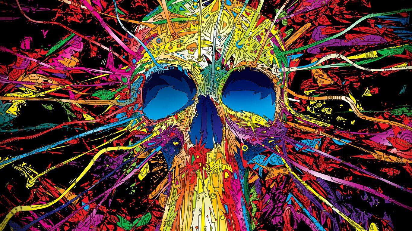 Wallpaper Colorful skull lines vector creative 1920x1200 HD Picture