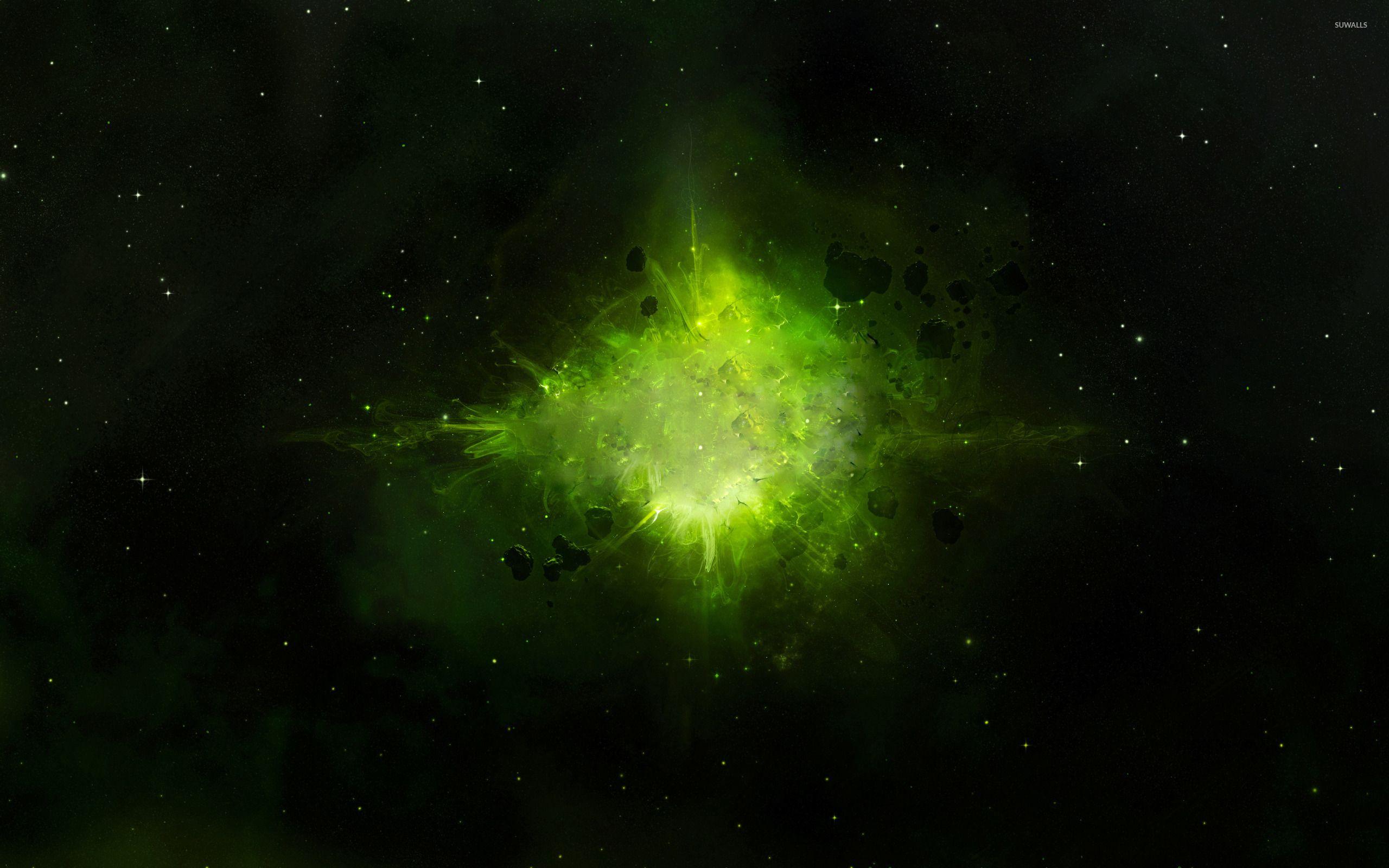 Green explosion in space wallpaper wallpaper