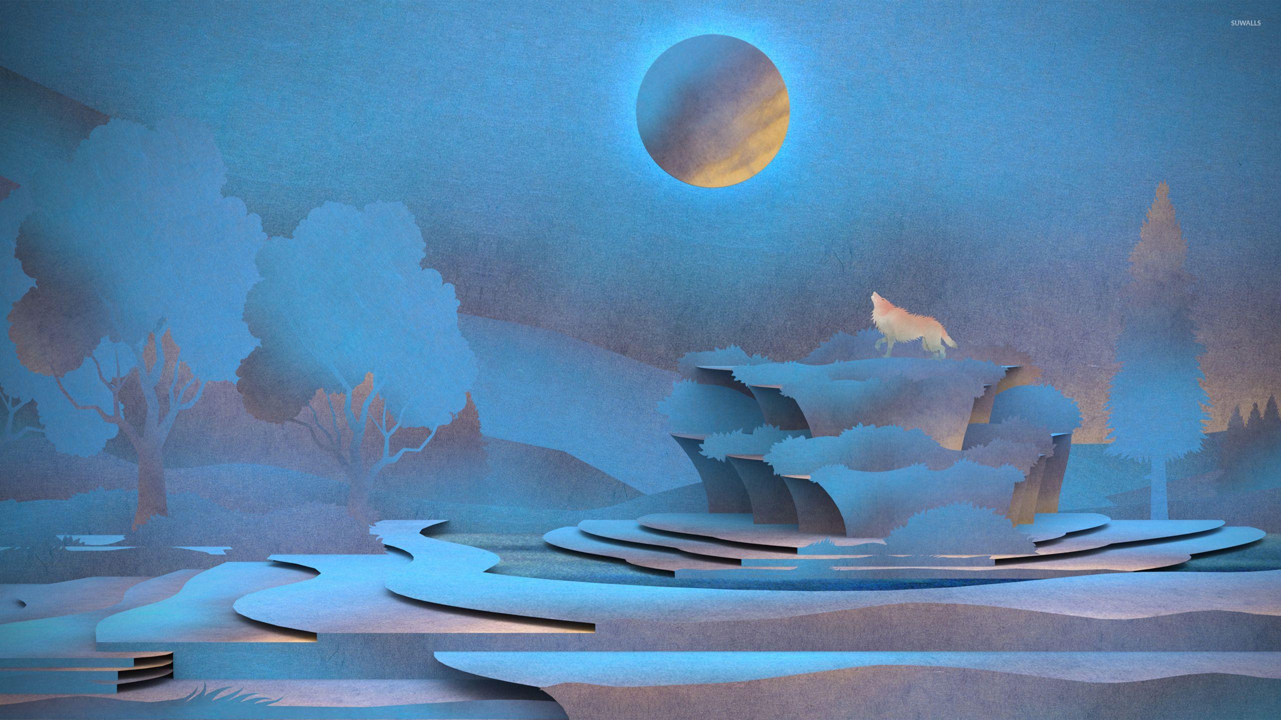 Howling wolf wallpaper Art wallpaper