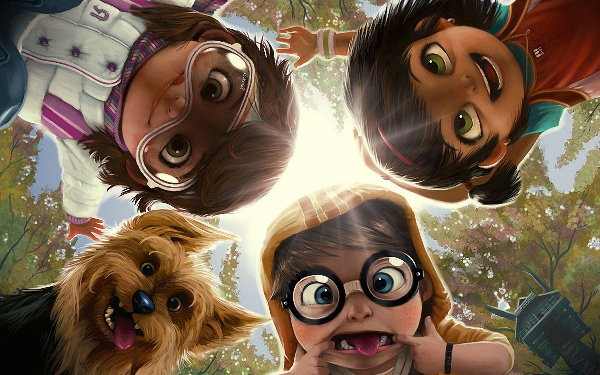 Funny cartoon kids