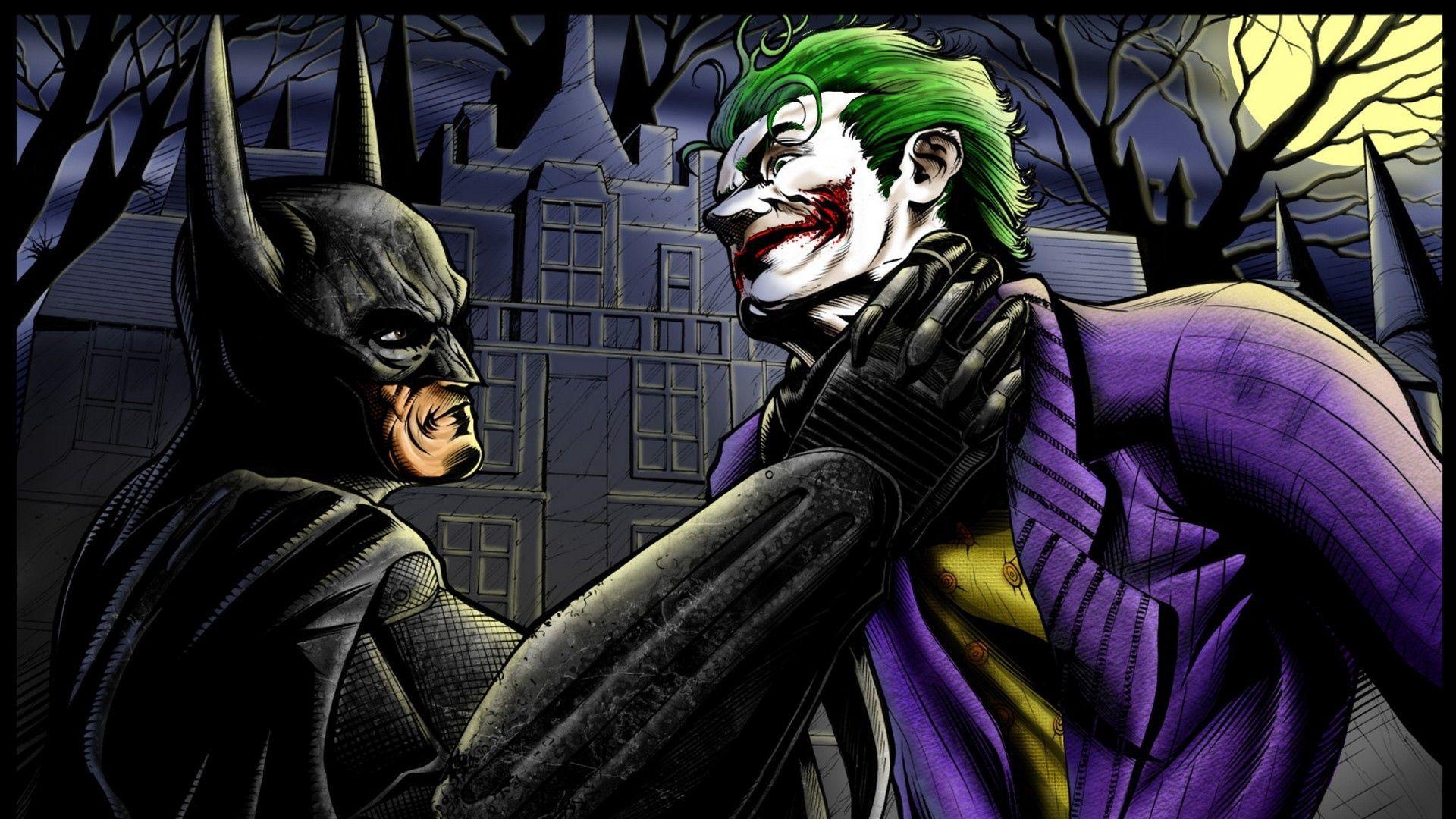 Download wallpaper 1920x1080 batman arkham asylum, batman, joker