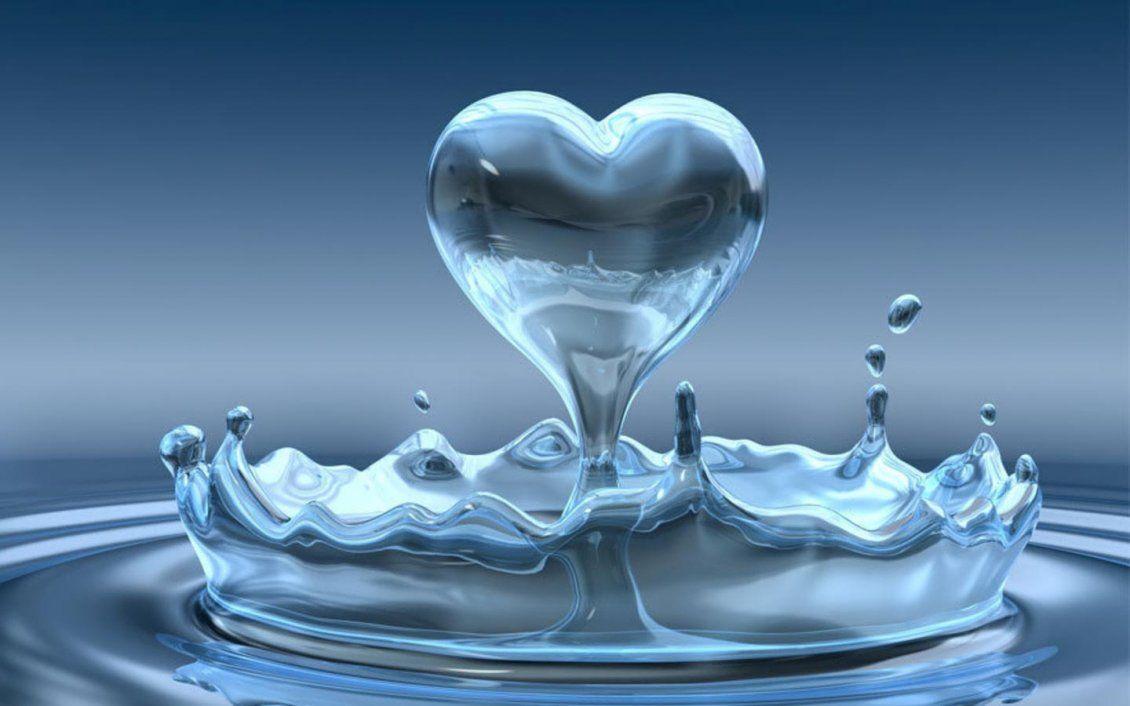 The water drop in the heart shape