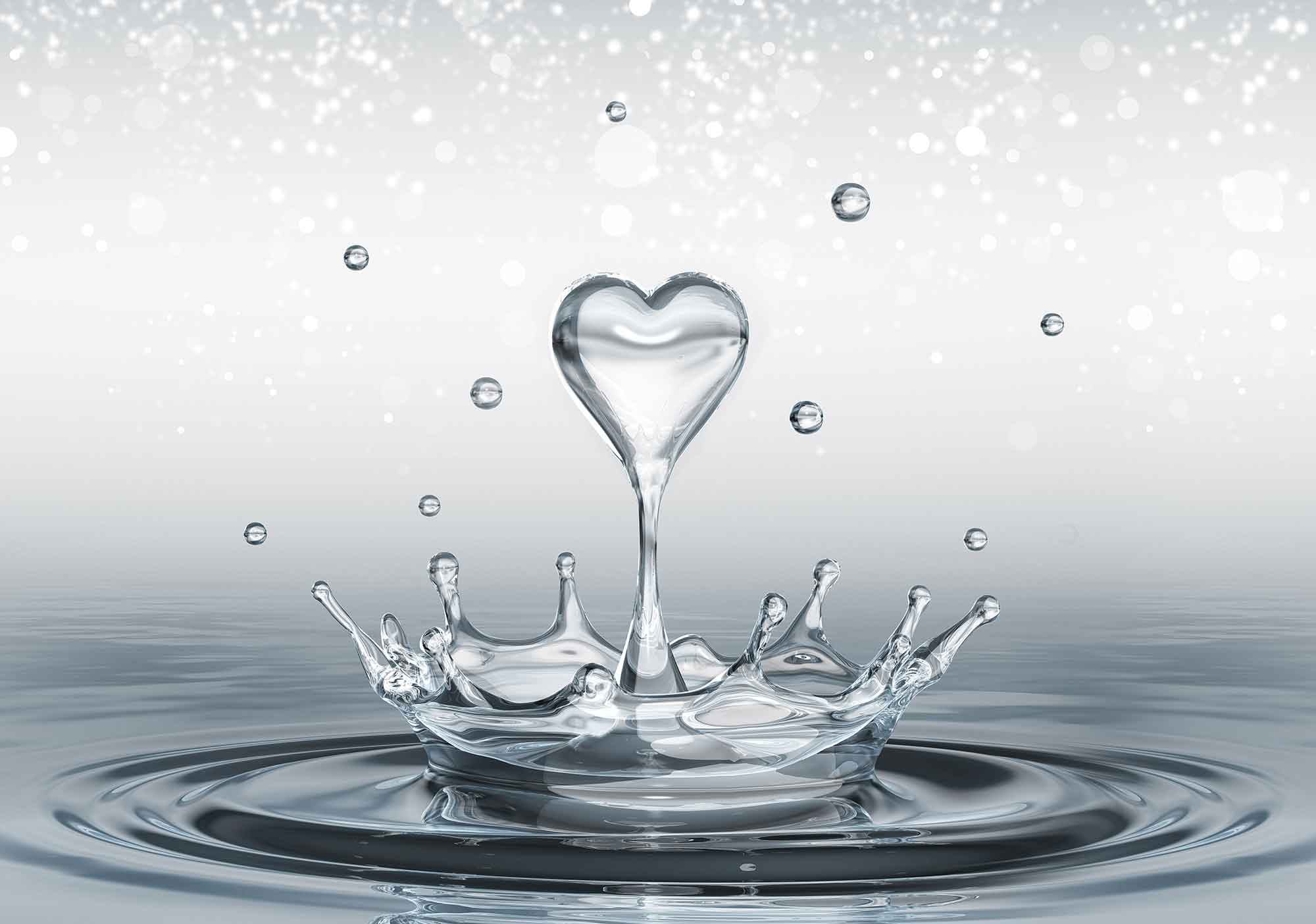 Water Drops Heart Photo Wallpaper Mural (3490WM) Partner