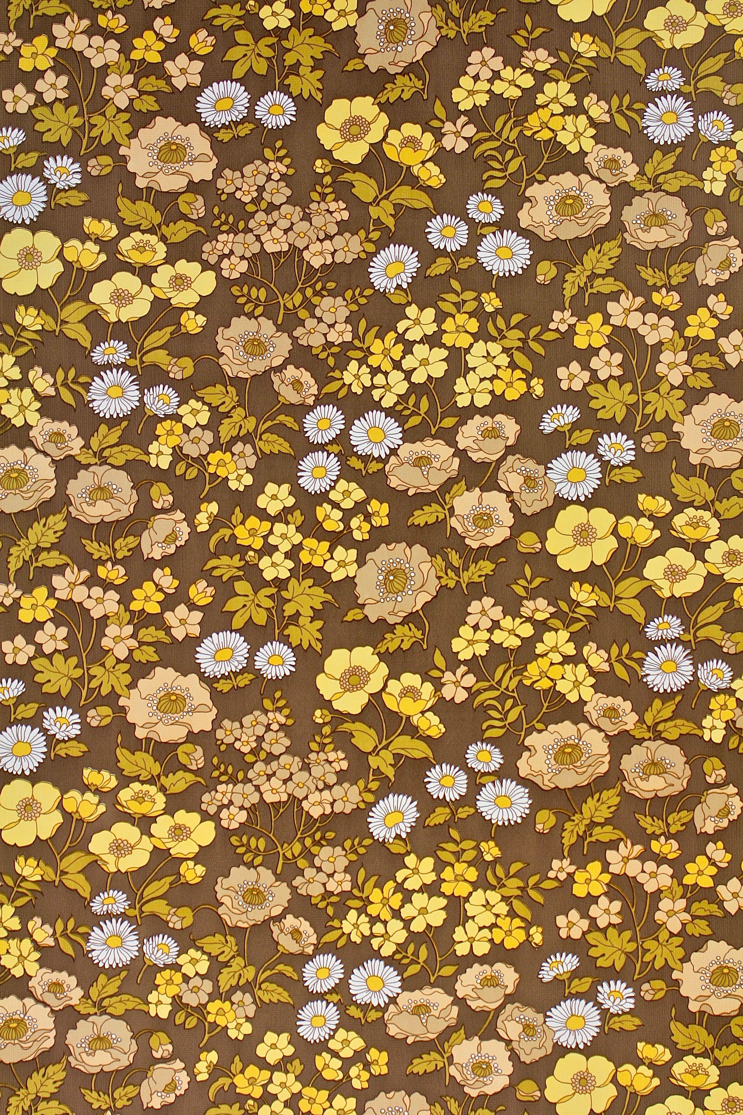 Brown Background Floral Wallpaper
