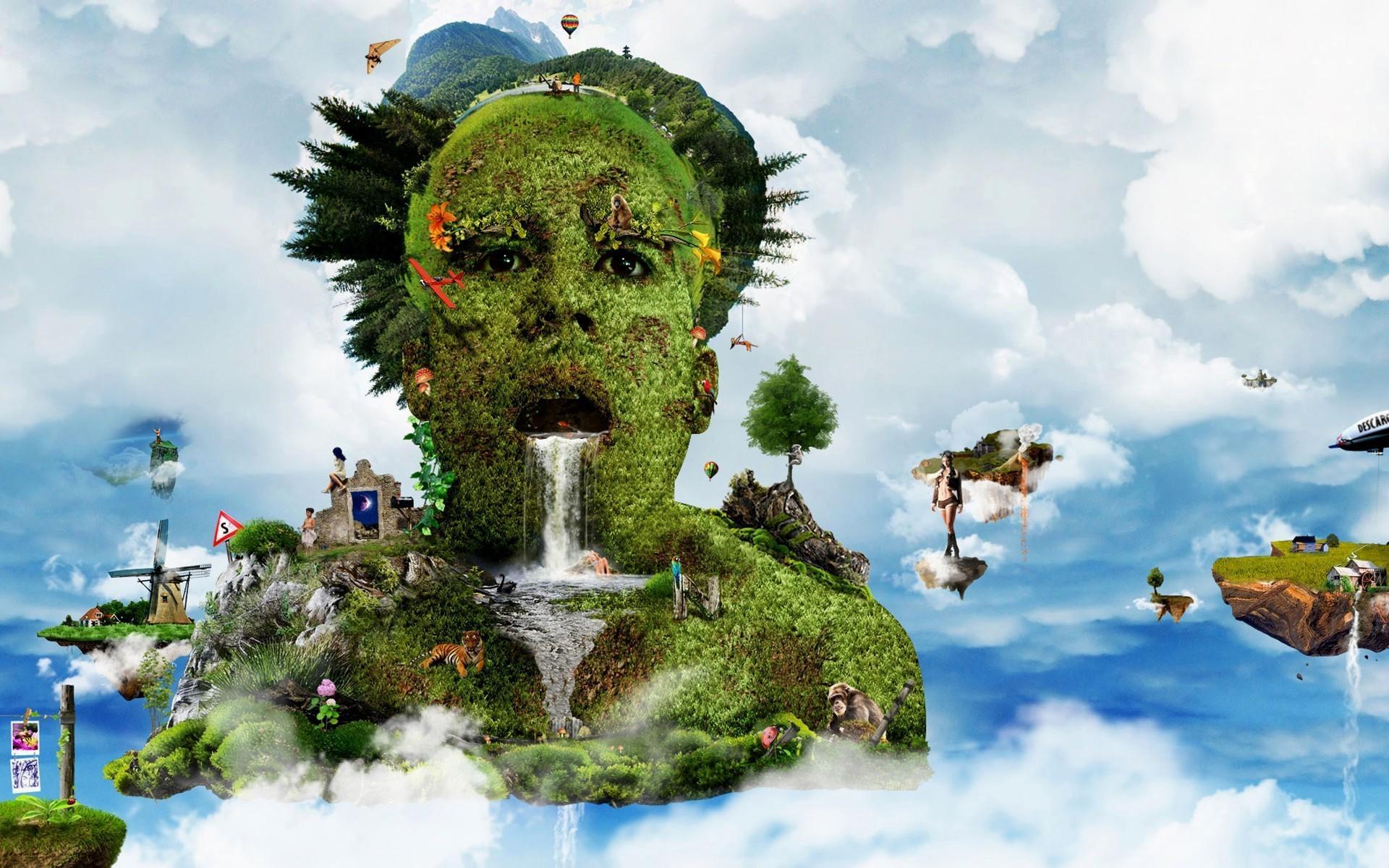 HD 3D Man Face Forest Nature Wallpaper Wallpaper