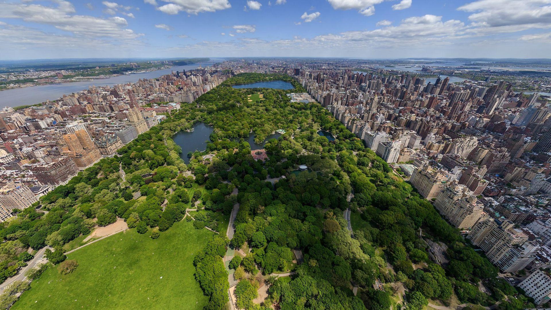 Download Wallpaper 1920x1080 new york, central park, top view Full