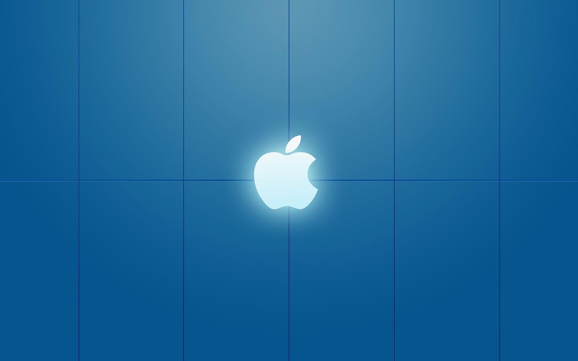 Apple Logo on Blue Background wallpaper. brands and logos