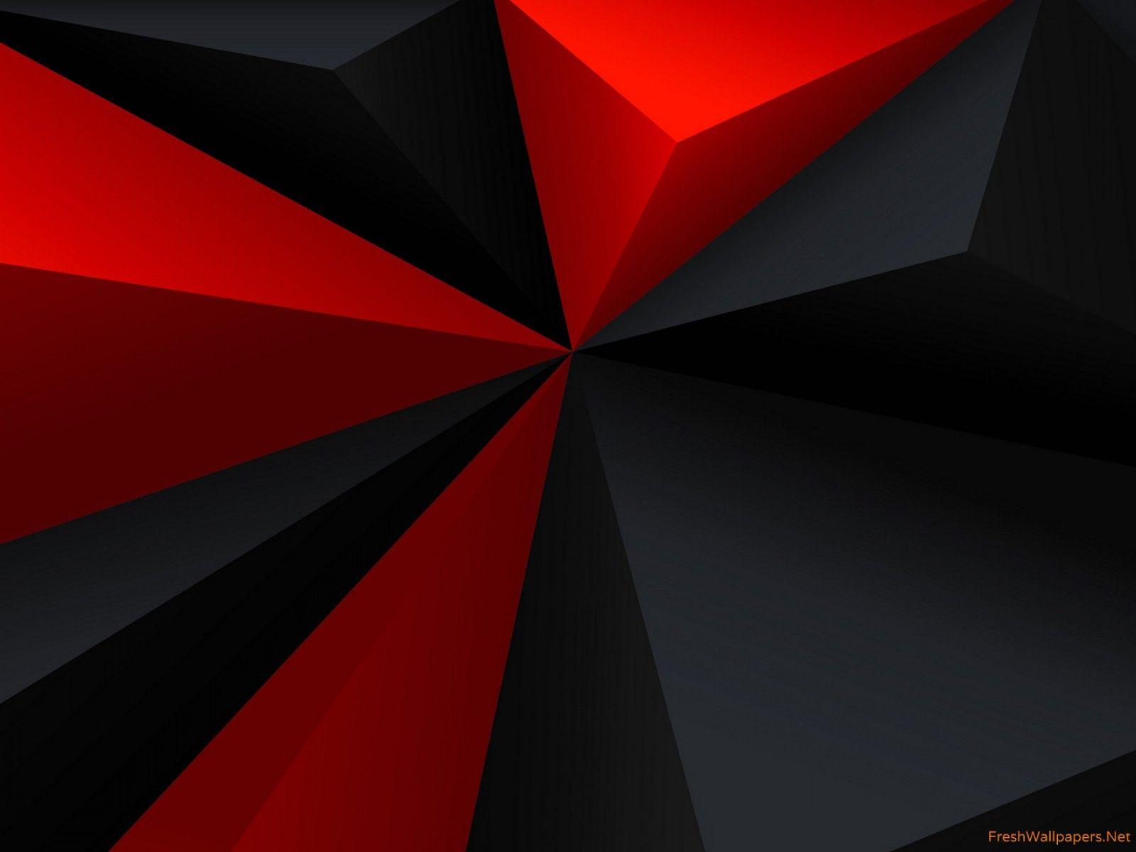 Red Black 3D Polygons wallpaper