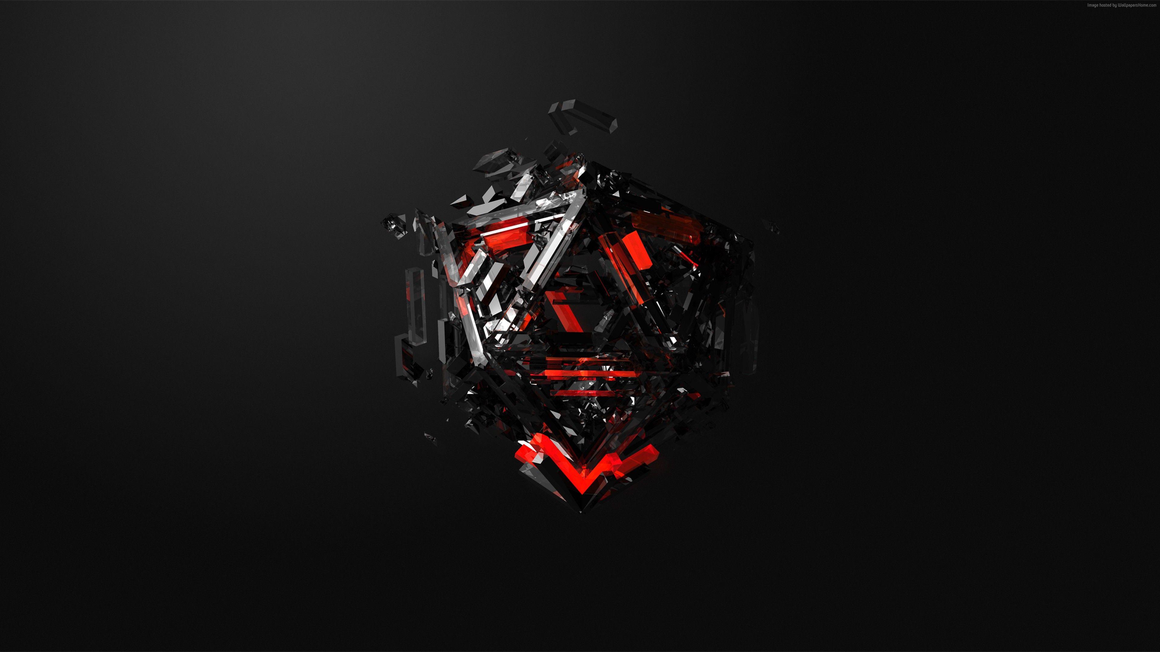 Wallpaper Wallpaper triangles, 3D, red, black, HD, Abstract 3D