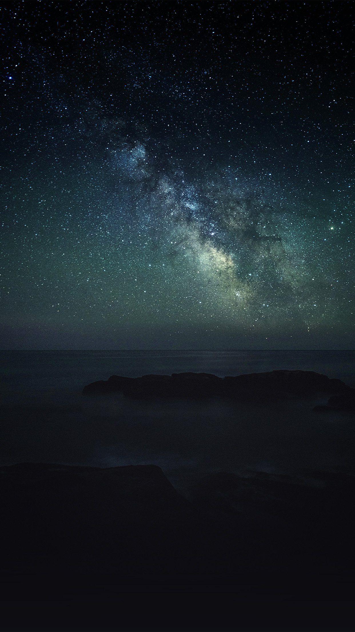 Aurora Star Dark Night Sky Nature Space Android wallpaper