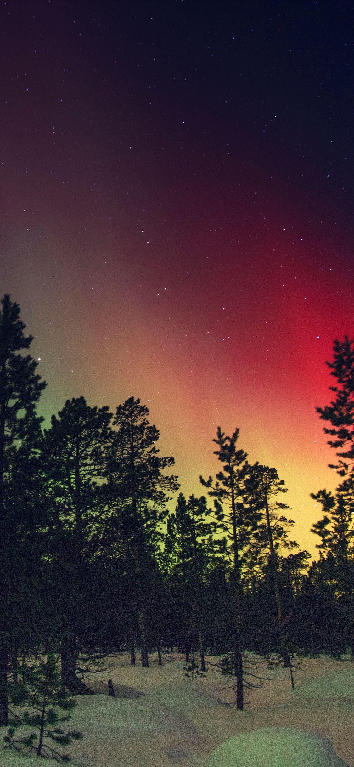 iPhone 8 wallpaper. aurora night red sky