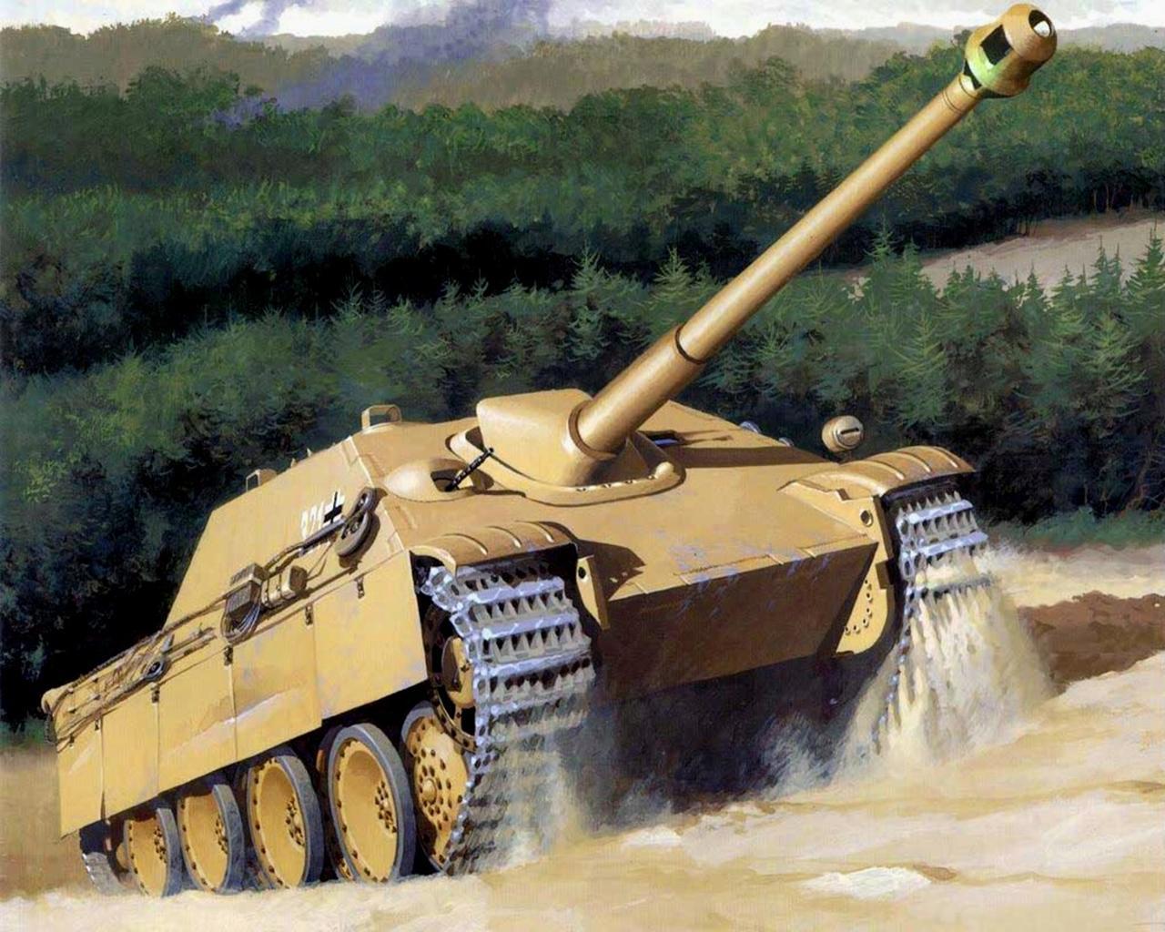 Wallpaper Tanks Jagdpanther Painting Art Army