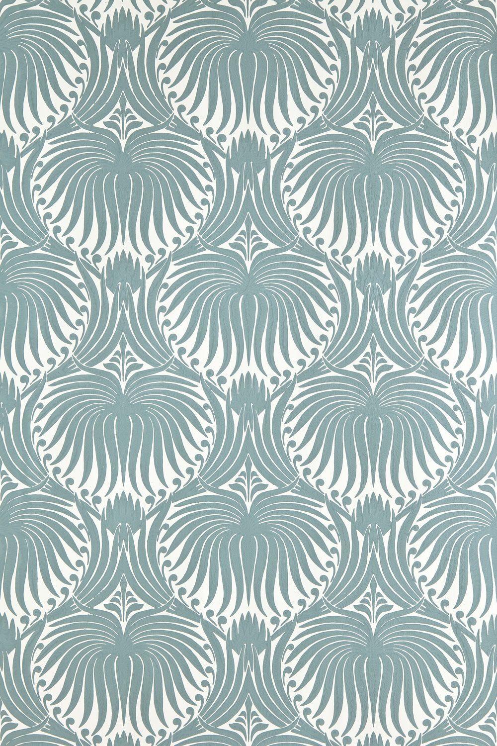 Farrow & Ball Lotus wallpaper. Seaspray Blue. Farrow