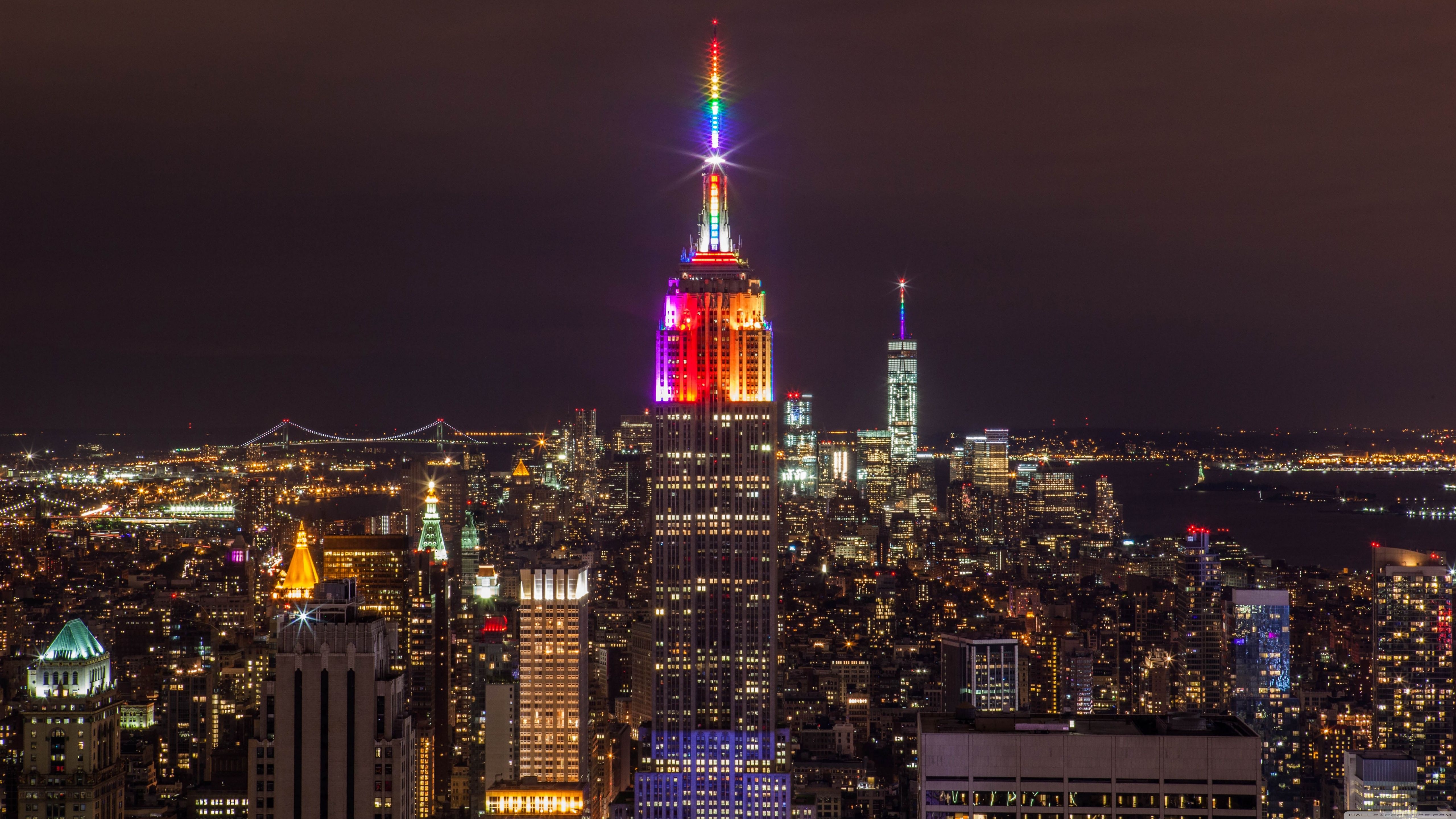 New York City Night Lights Ultra HD Desktop Background Wallpaper