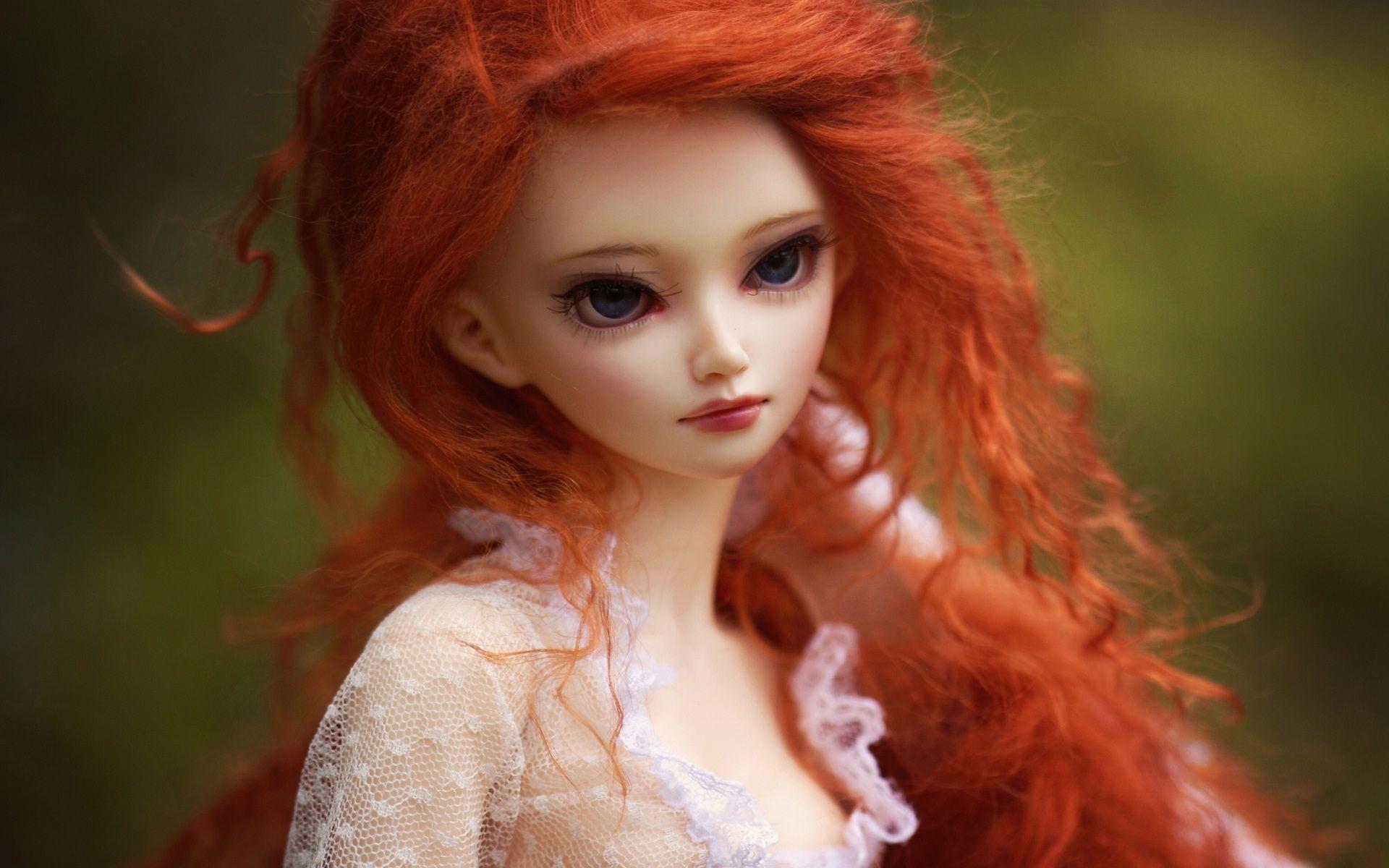 Innocent Doll In red hairs. Beautiful image HD Picture & Desktop