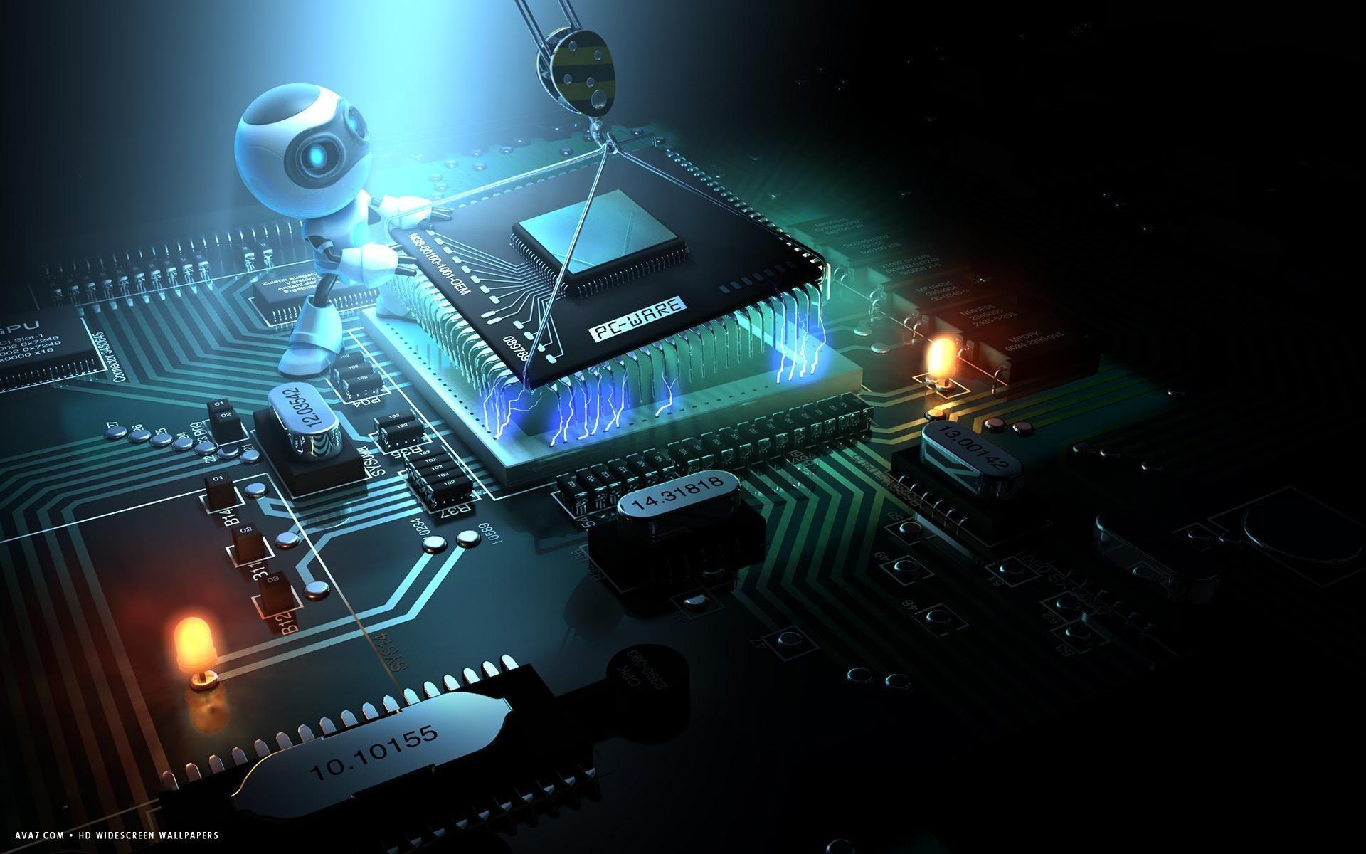 3D alien removing microchip cpu motherboard technology HD widescreen