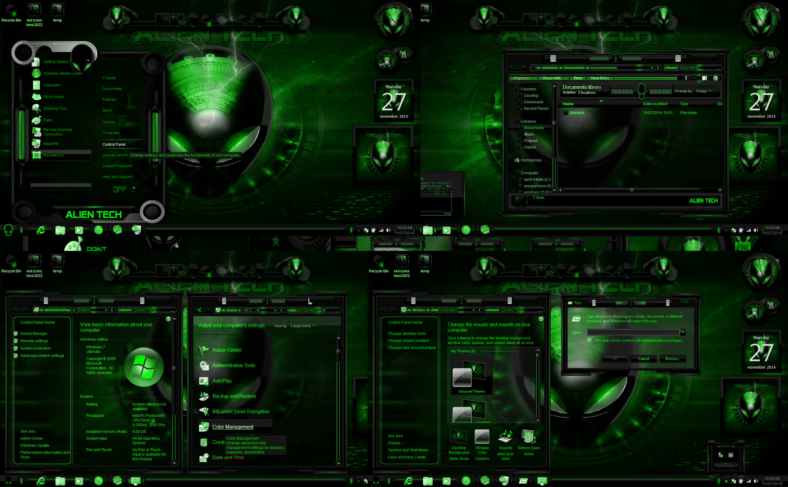 Windows 7 Themes Alien Tech green