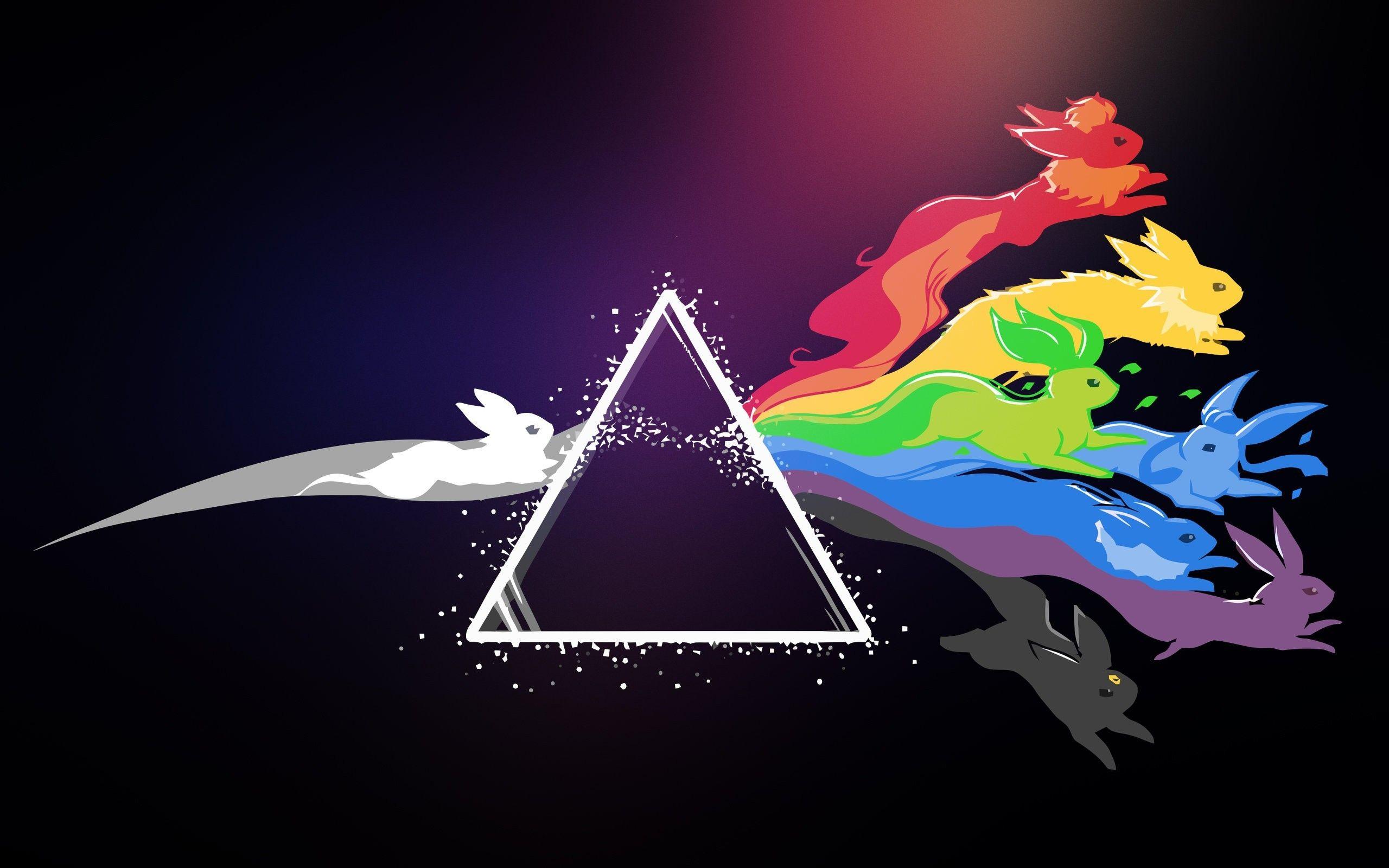 Leafeon, #Eevee, #Pink Floyd, #Pokémon, #colorful, #Glaceon