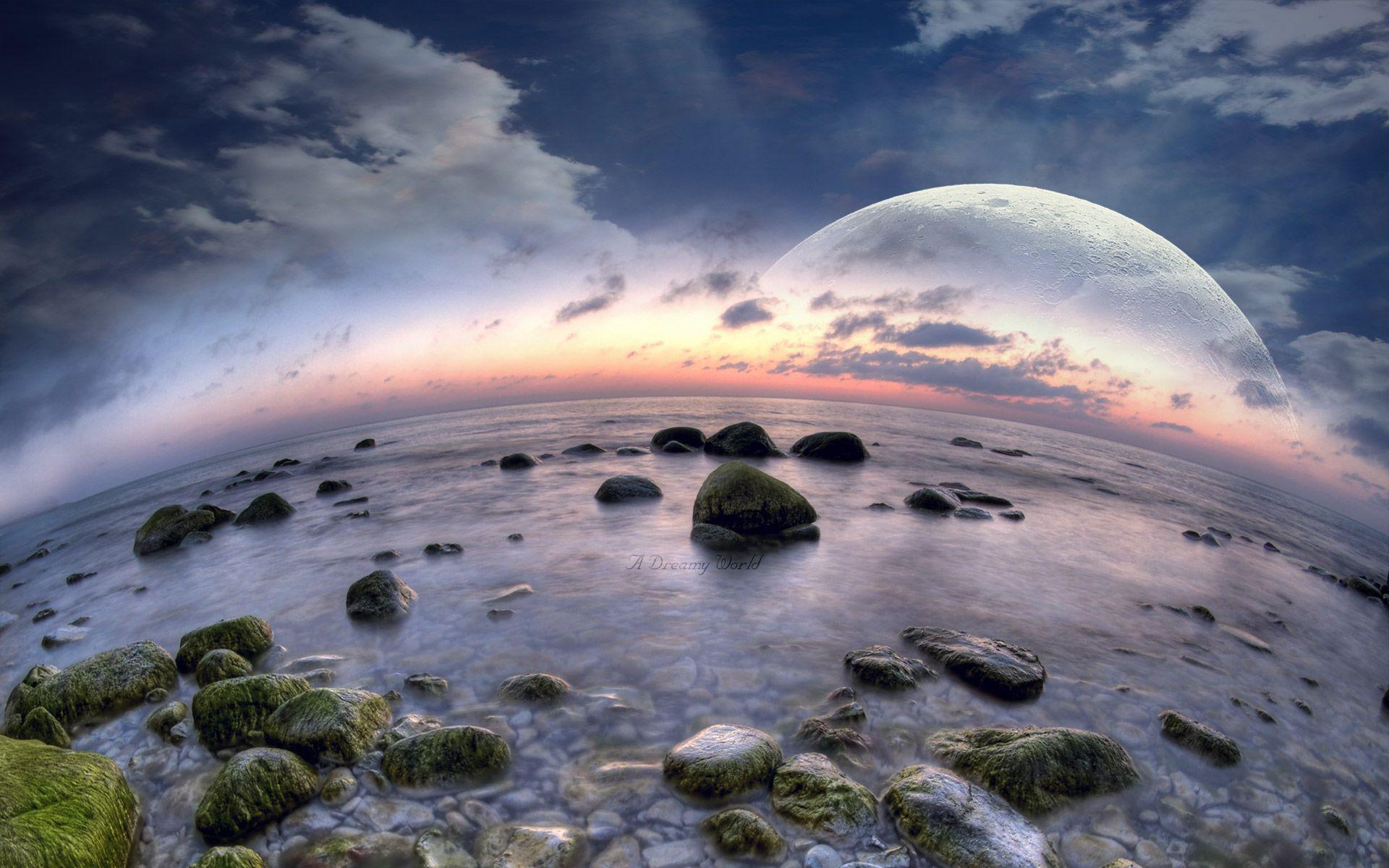 Fisheye Beach Dreamy World Wallpaper
