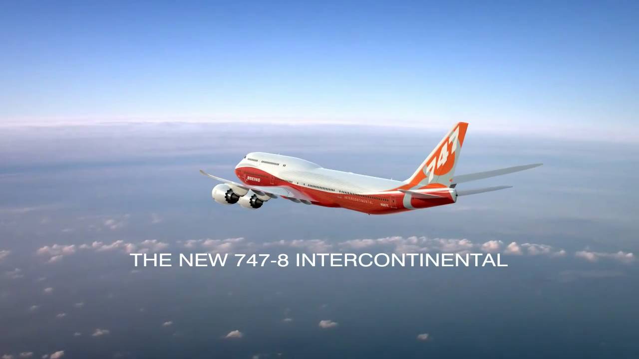 Boeing 747 8 Intercontinental. HD 3D Video Animation