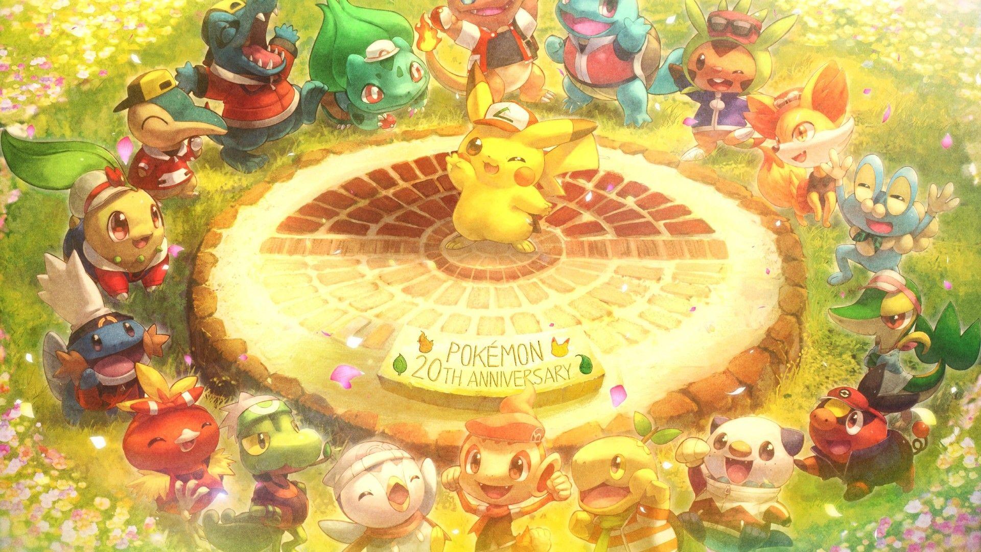 Download 1920x1080 Pokemon, Pikachu, Bulbasaur, Chimchar, Fennekin