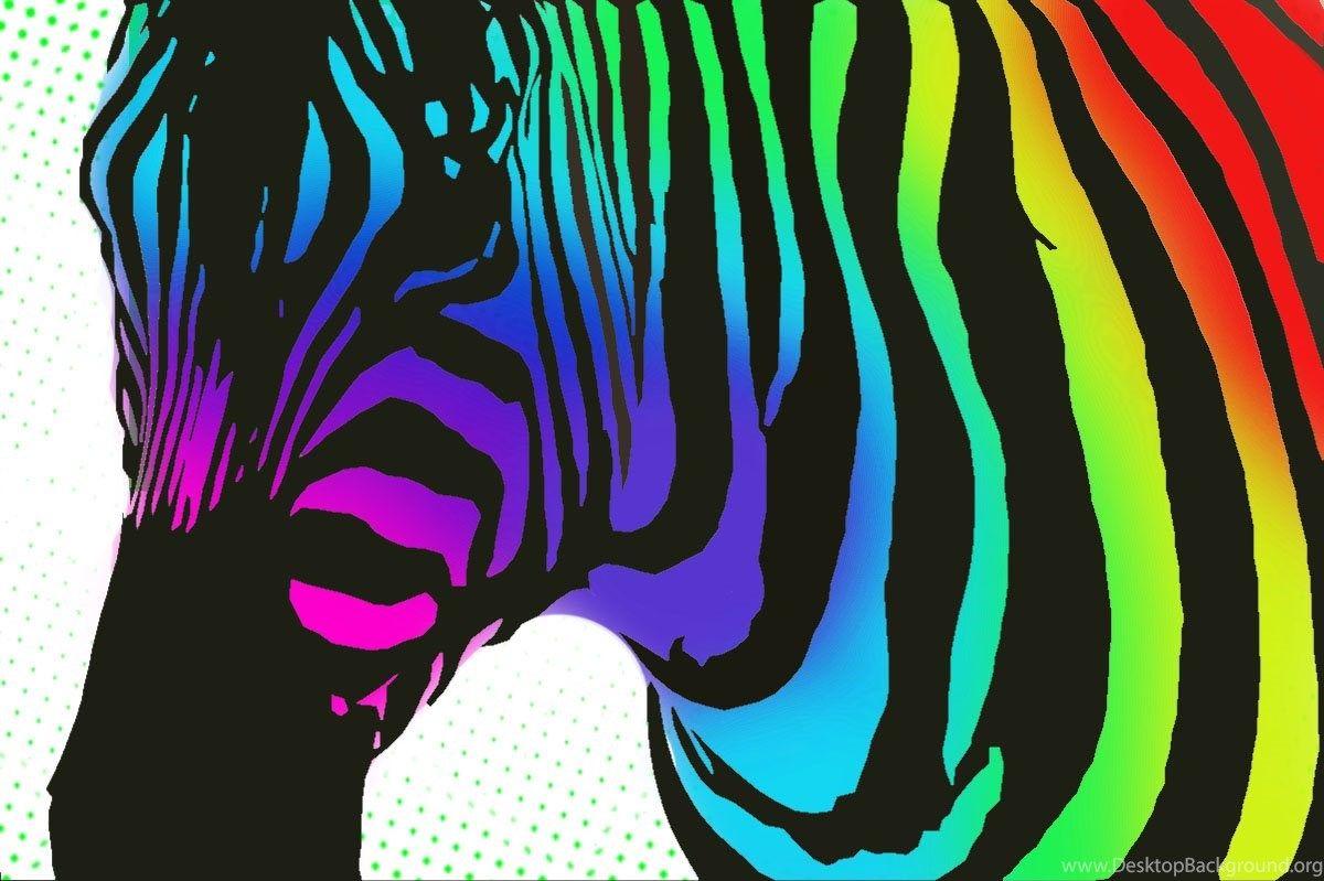 Neon Zebra Background Neon Rainbow Zebra Print Desktop Background