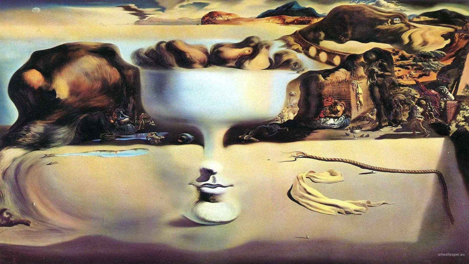 Am Strand Salvador Dalí abstraktes Kunstwerk Malereien wallpaper