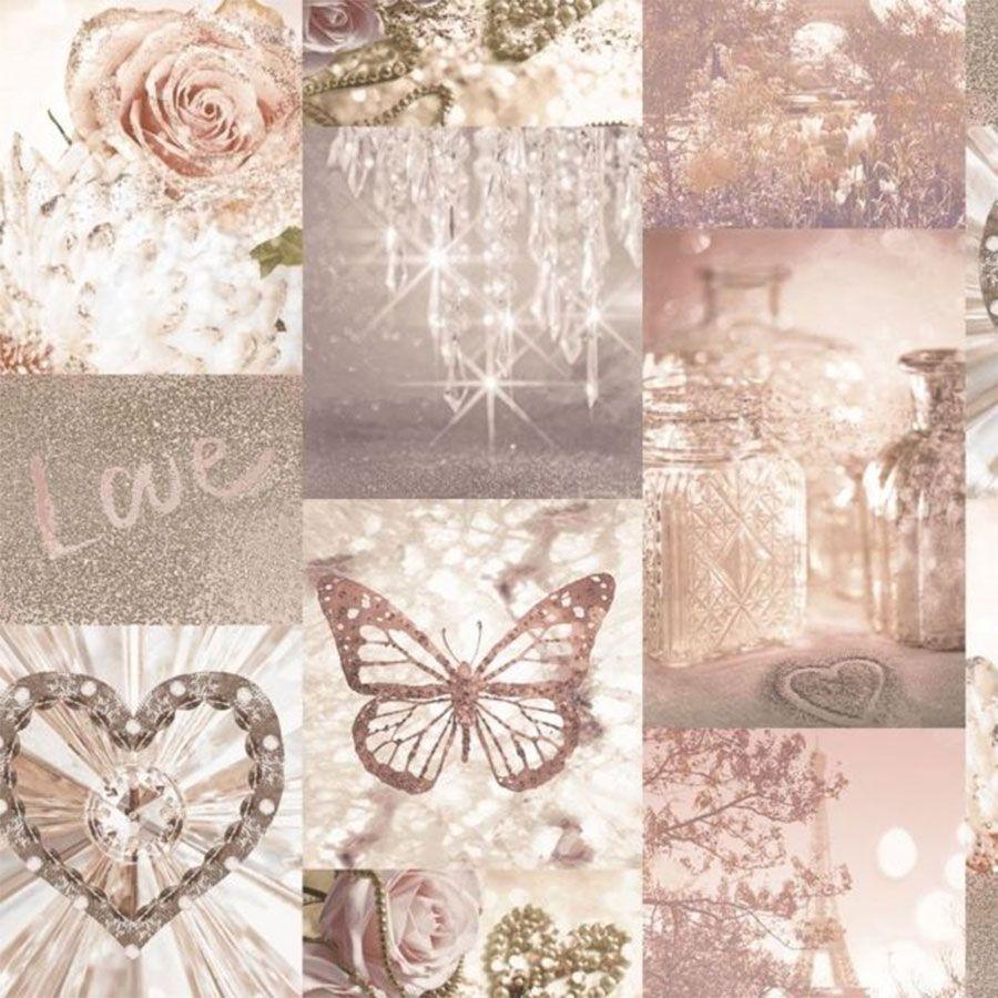 Arthouse Love Paris Collage Blush Wallpaper