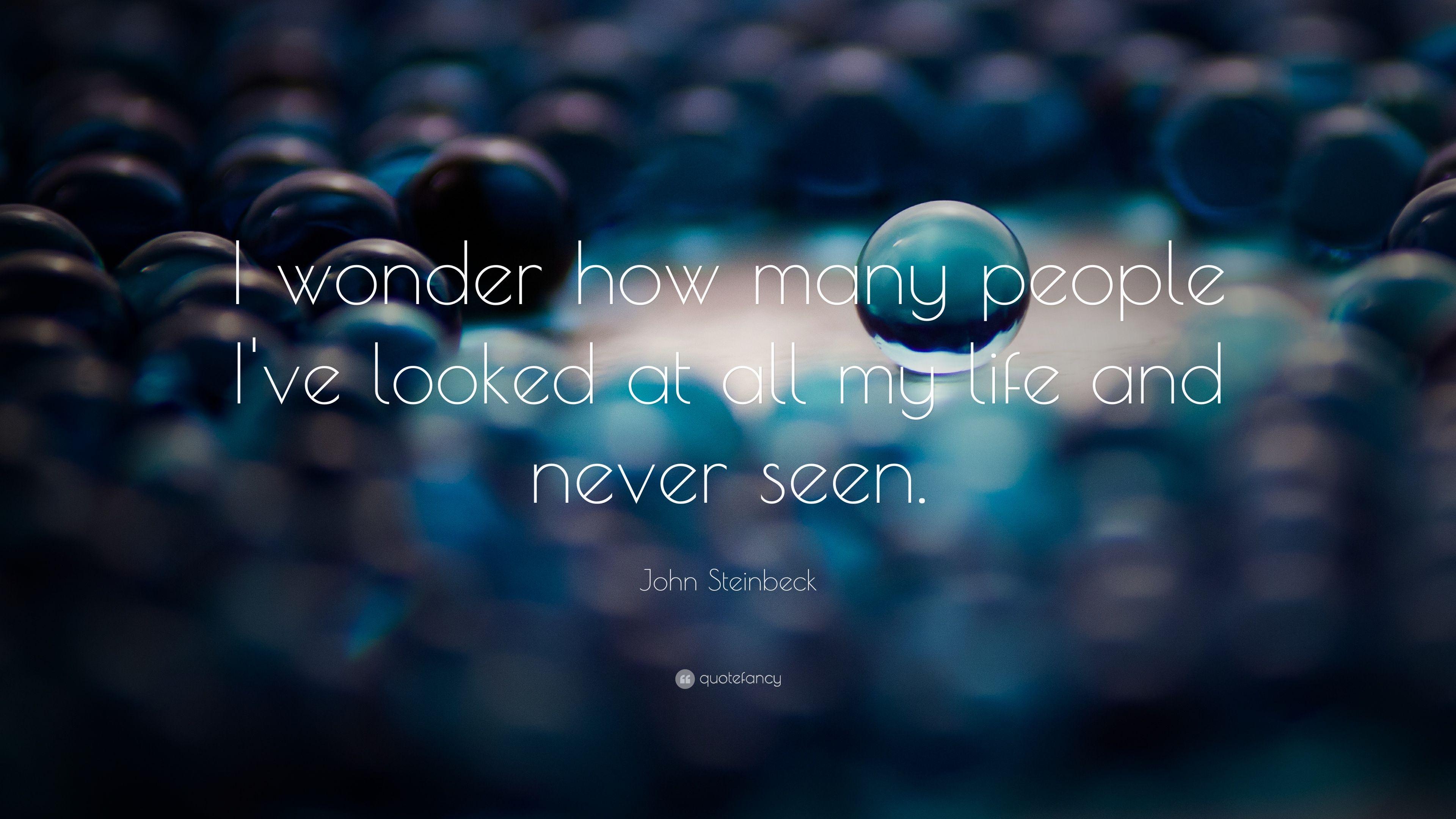 John Steinbeck Quote: “I wonder how many people I've looked at all