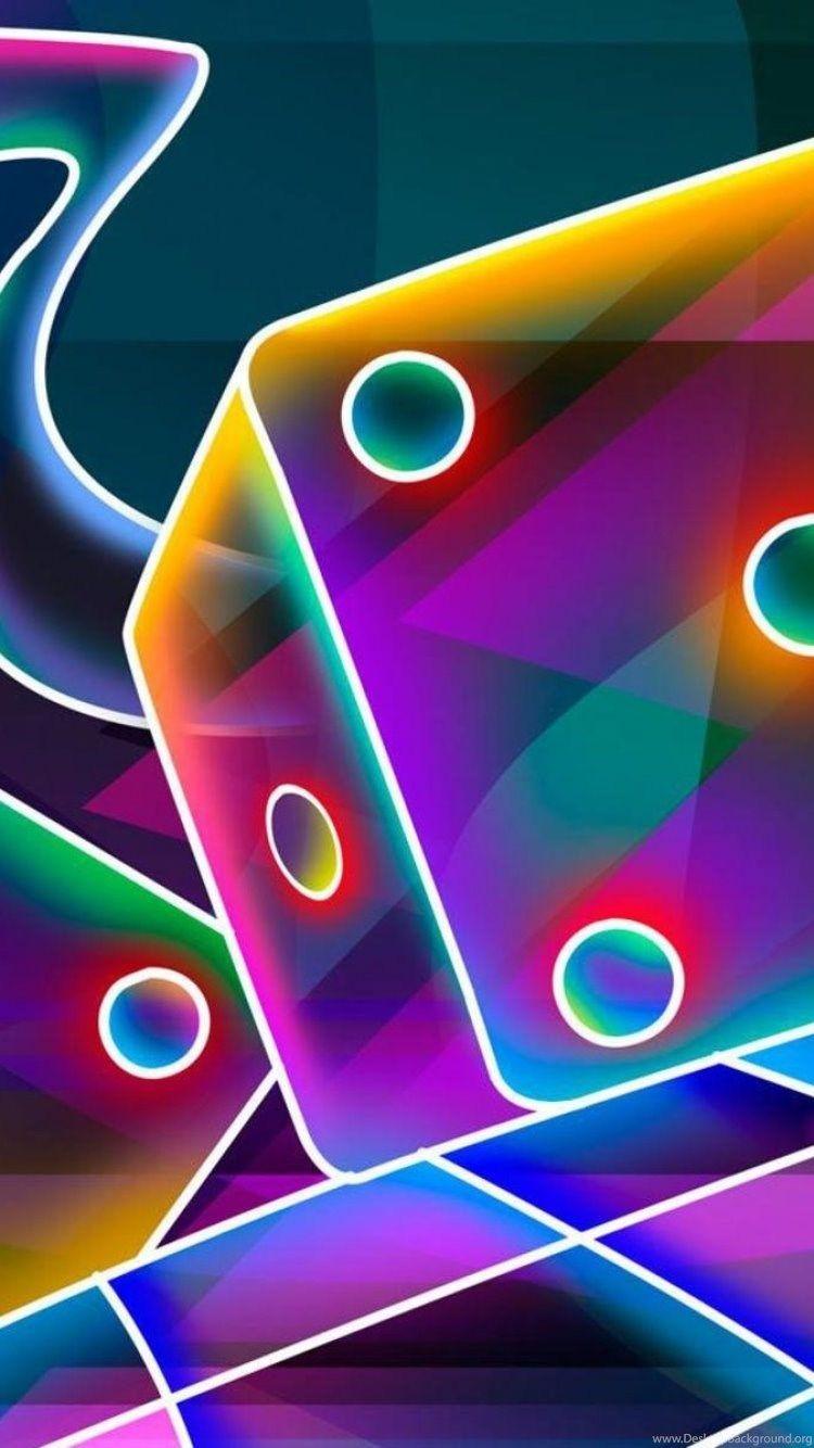 Download Wallpaper 750x1334 3D, Cube, Dice, Neon iPhone 6 HD
