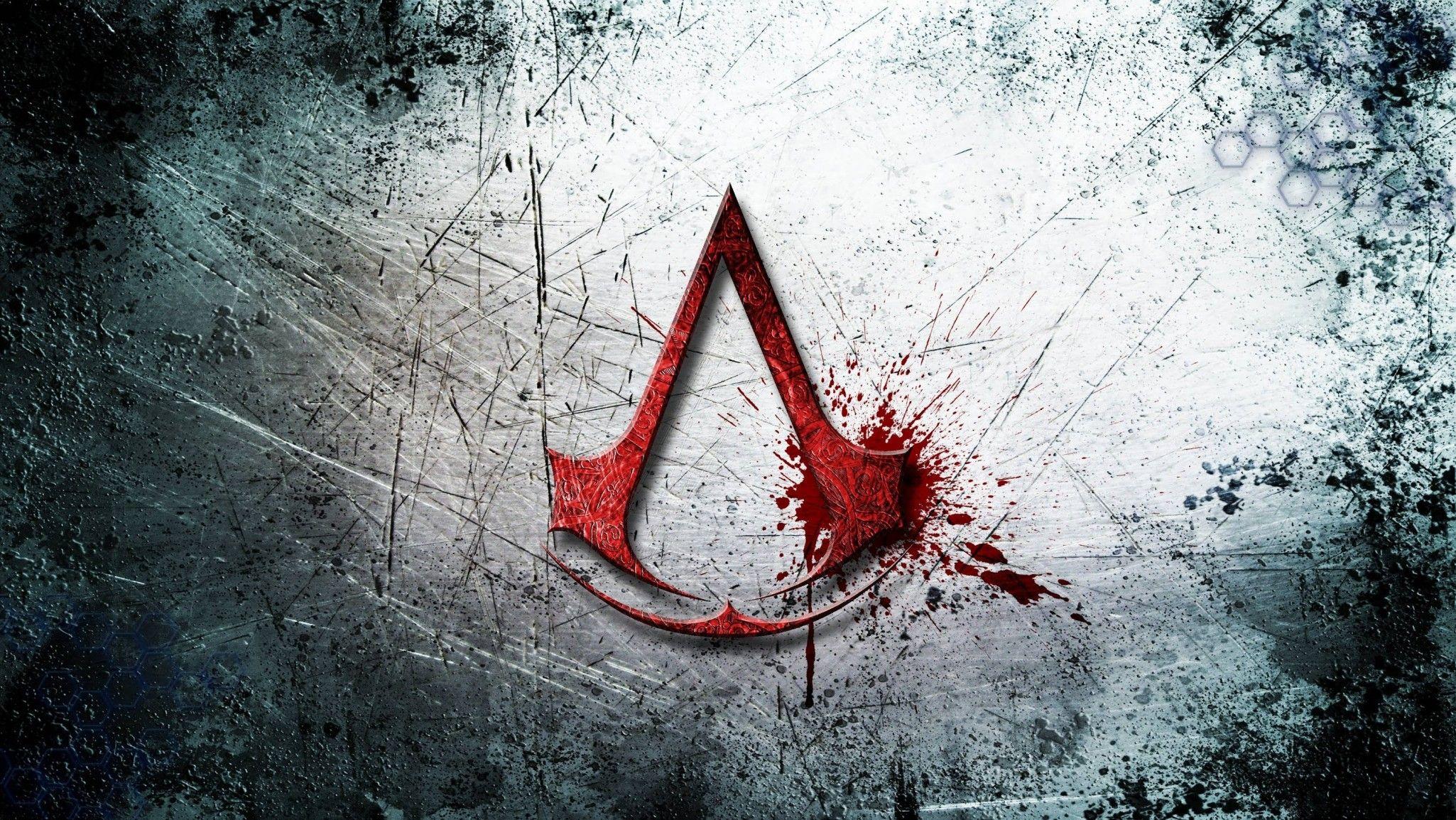 Download 2050x1154 Assassins Creed, Logo, Pattern Wallpaper