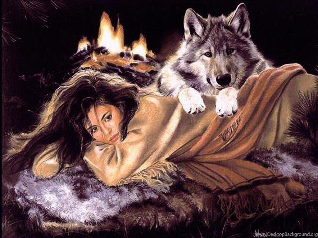 Jestingstock.com Native American Werewolf Wallpaper Desktop Background