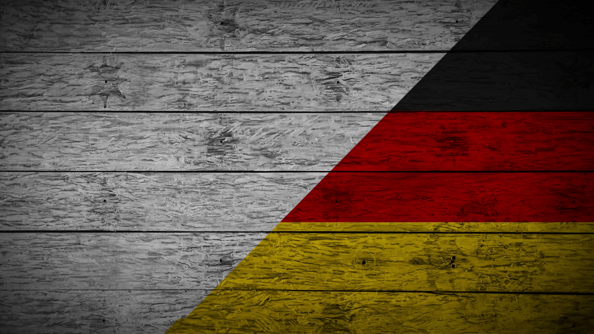 Painting Flag of Germany on old wood boards. Animation of wooden
