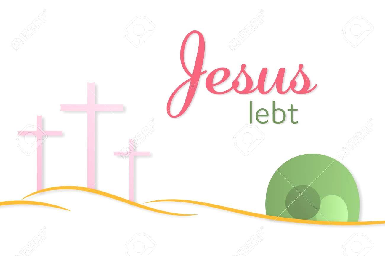 Easter Background Three Crosses And Empty Tomb With Text
