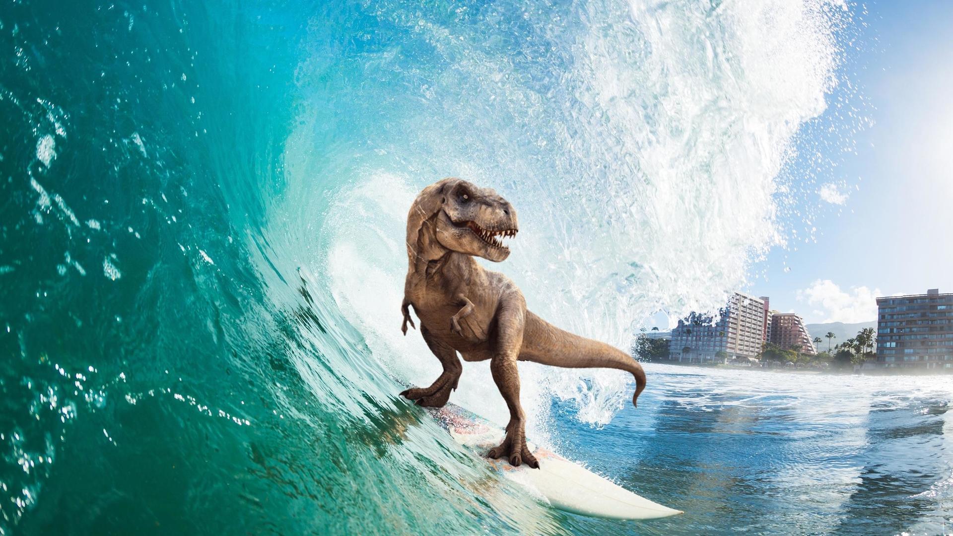 Surfing T Rex Laptop Full HD 1080P HD 4k Wallpaper