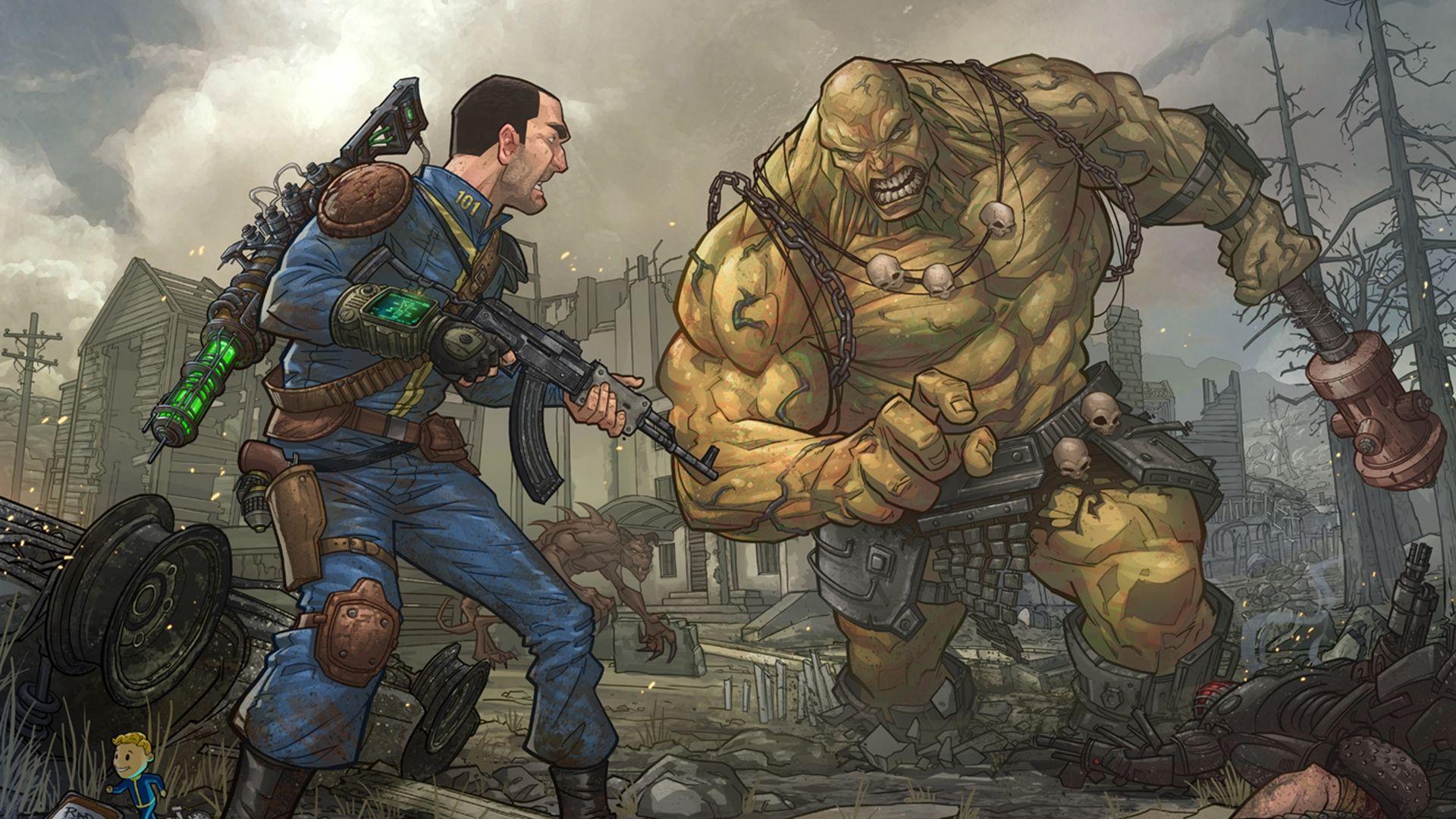 Download wallpaper 1920x1080 fallout 3, super mutant, behemoth full
