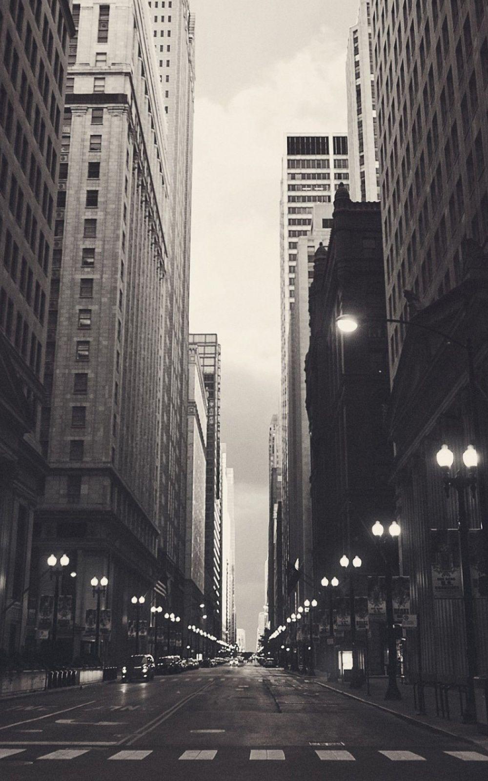 Chicago USA Black And White Streetview Android Wallpaper free download
