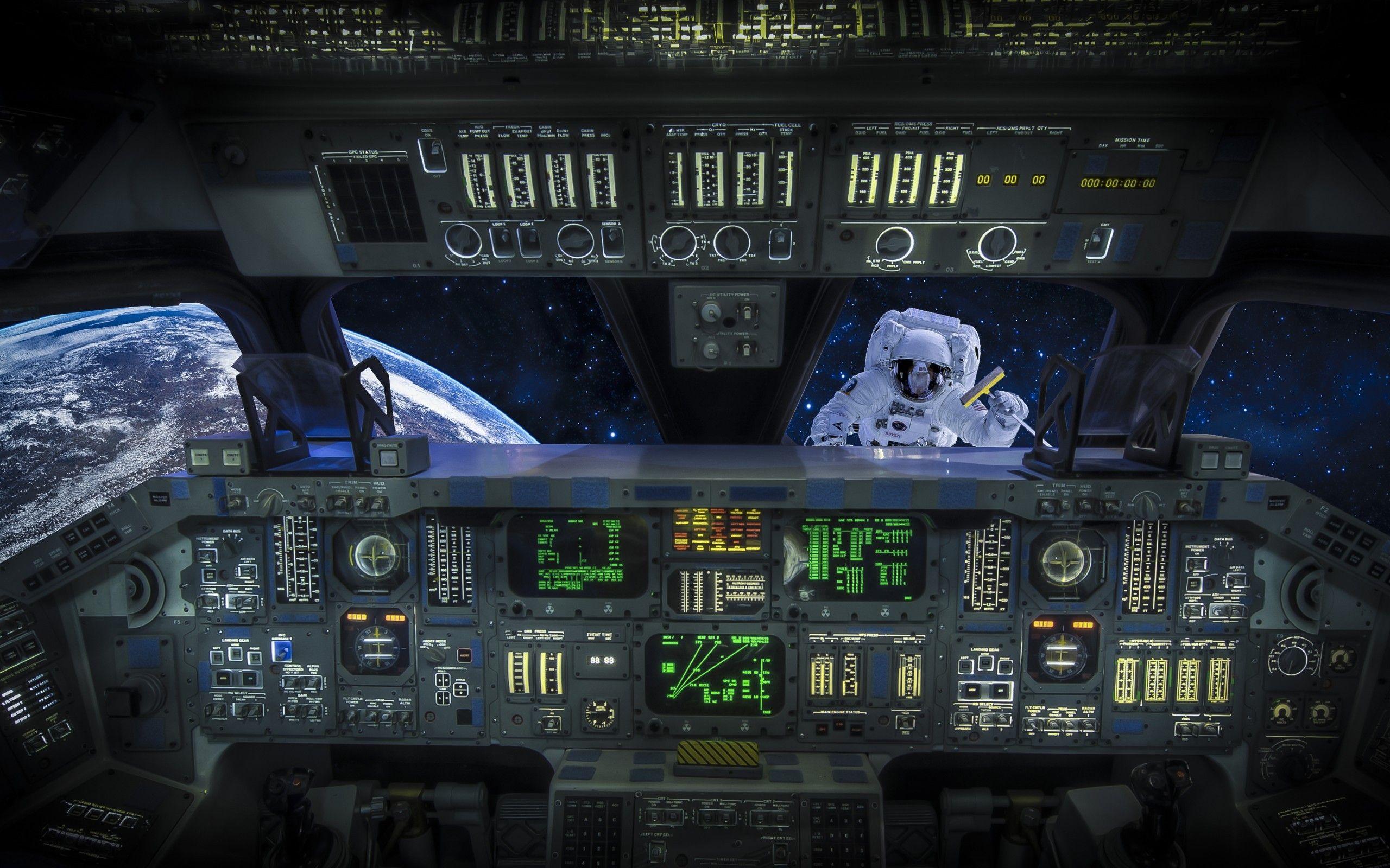 Spaceship cockpit free desktop background and wallpaper