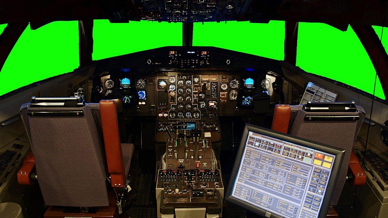 Cockpit green screen royalty free