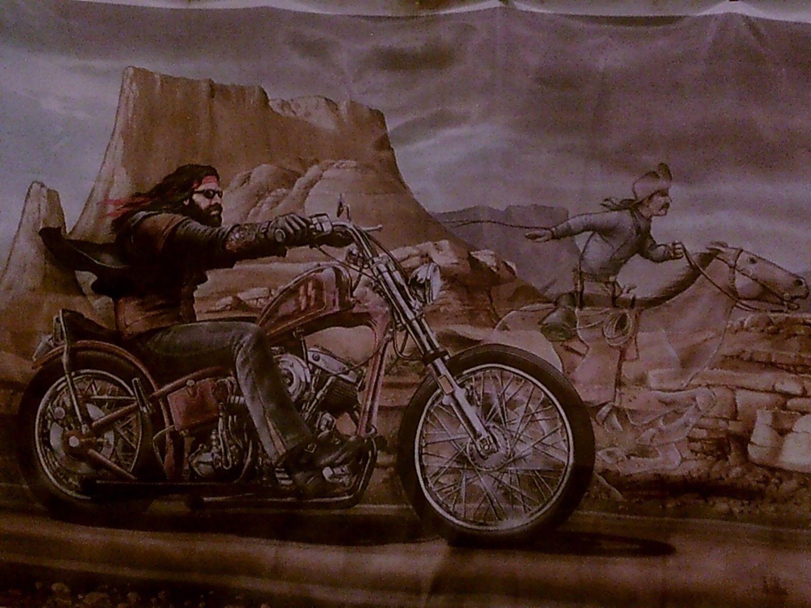 David Mann Ghost Rider Tapestry Vintage Wall Hanging Harley Davidson