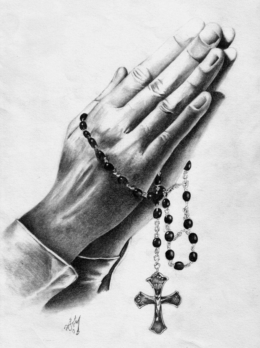 Rosary In Hand Pencil Drawing Picture