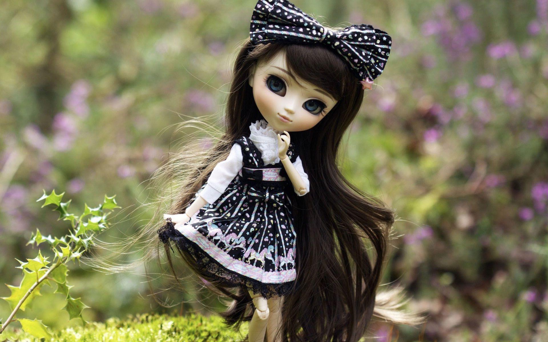long hair stylish doll in the forest. HD Wallpaper Rocks