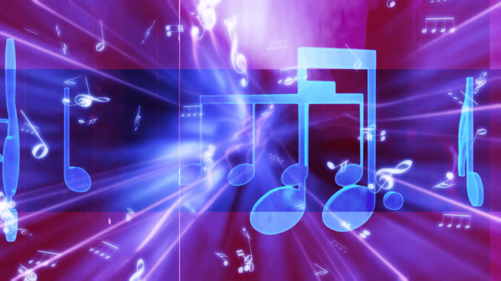Large Music Notes Bright Blue Motion Background