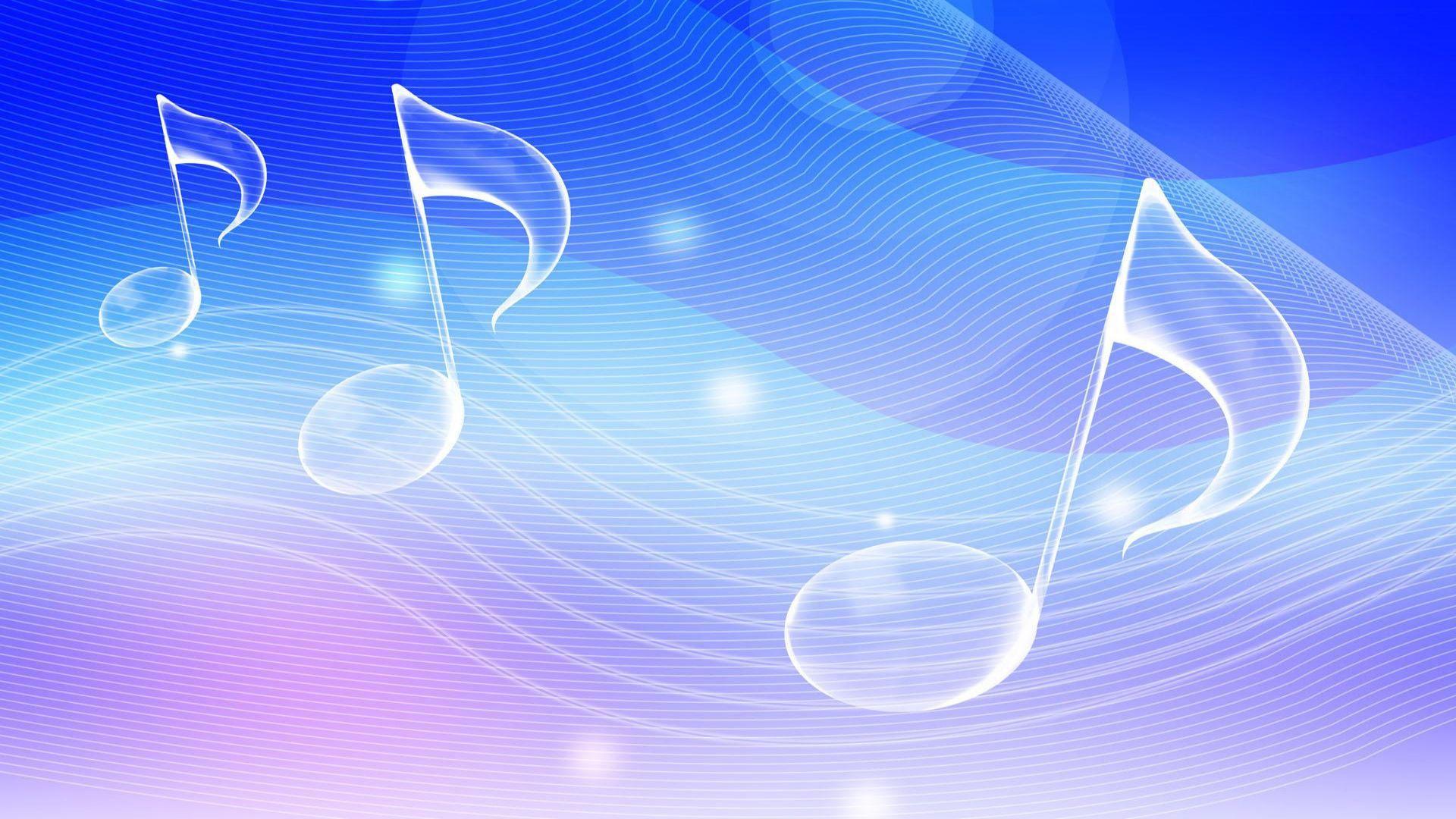 Free 1920x1080 Music Notes Blue Waves Wallpaper Full HD 1080p