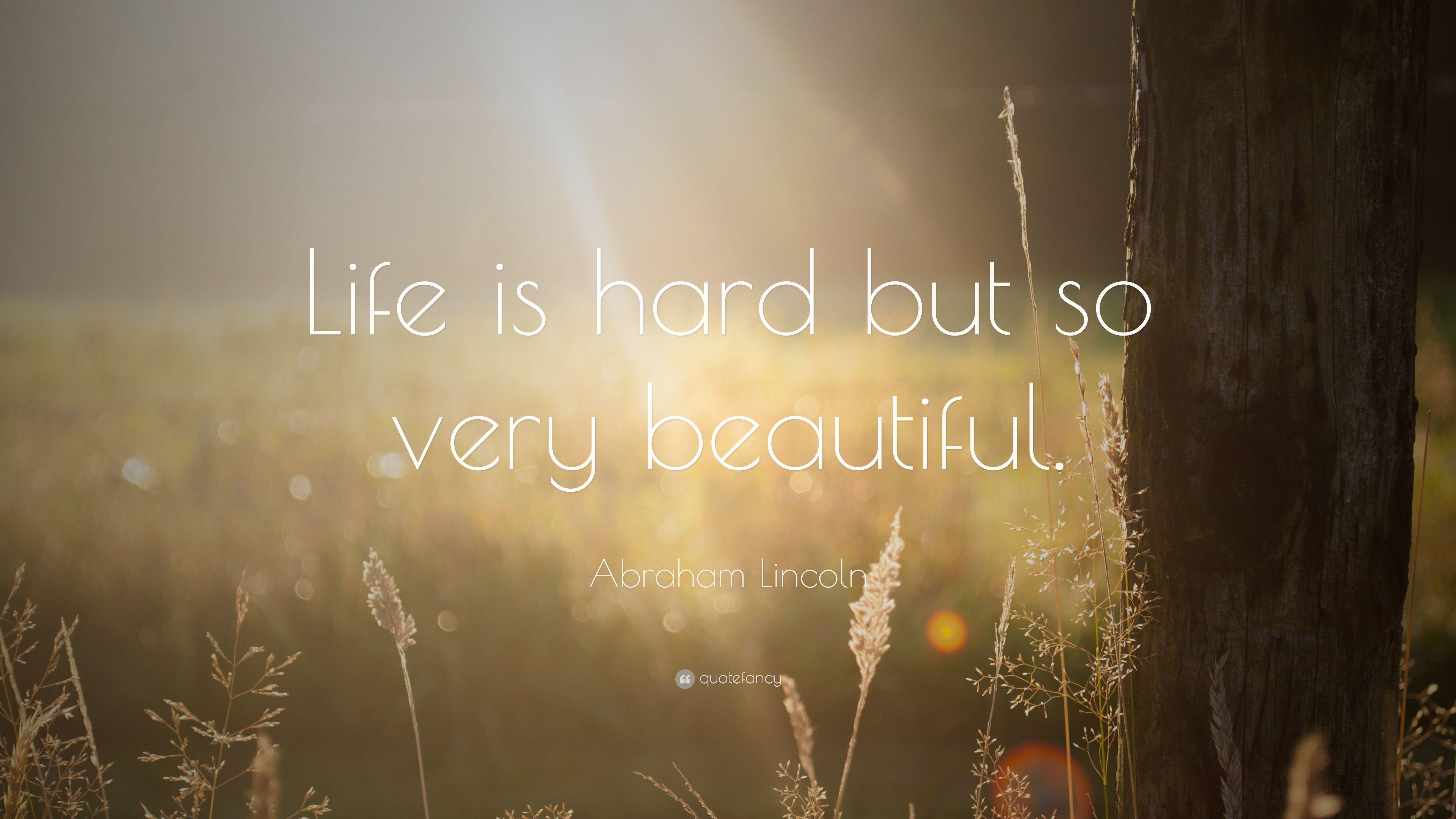 Abraham Lincoln Quote: “Life is hard but so very beautiful.” 28