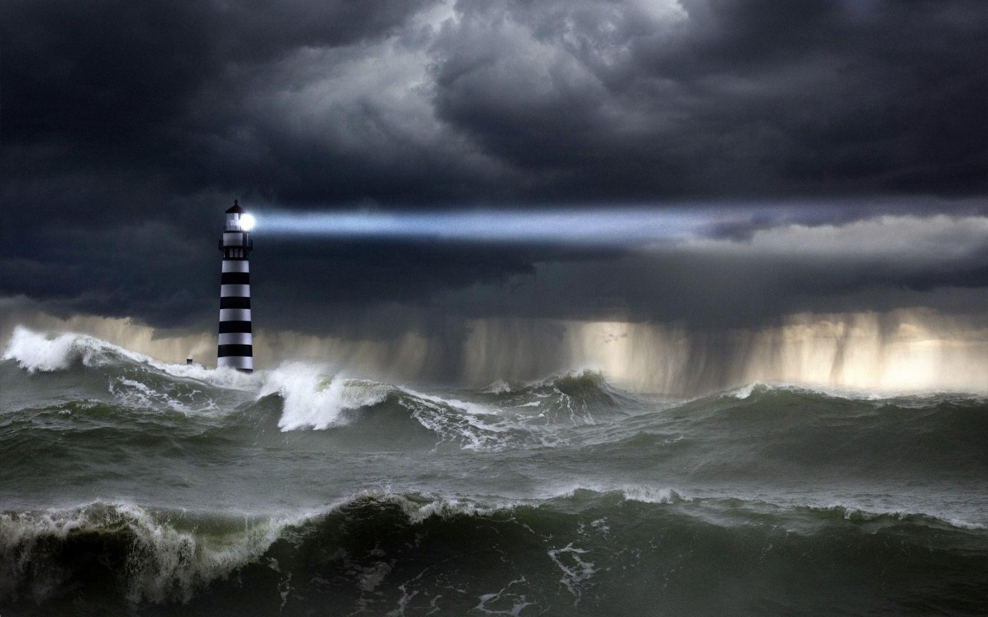 Lighthouse Storm HD Wallpaper, Background Image