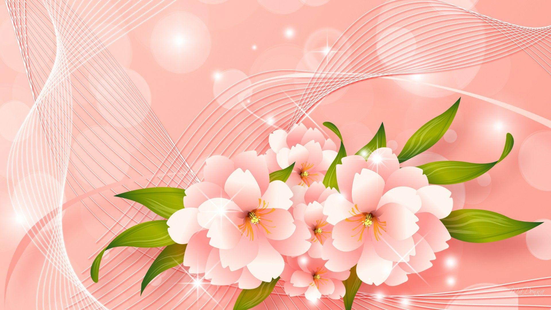 Free 3D Abstract Pink Flowers HD Peach Flowers Wallpaper Download