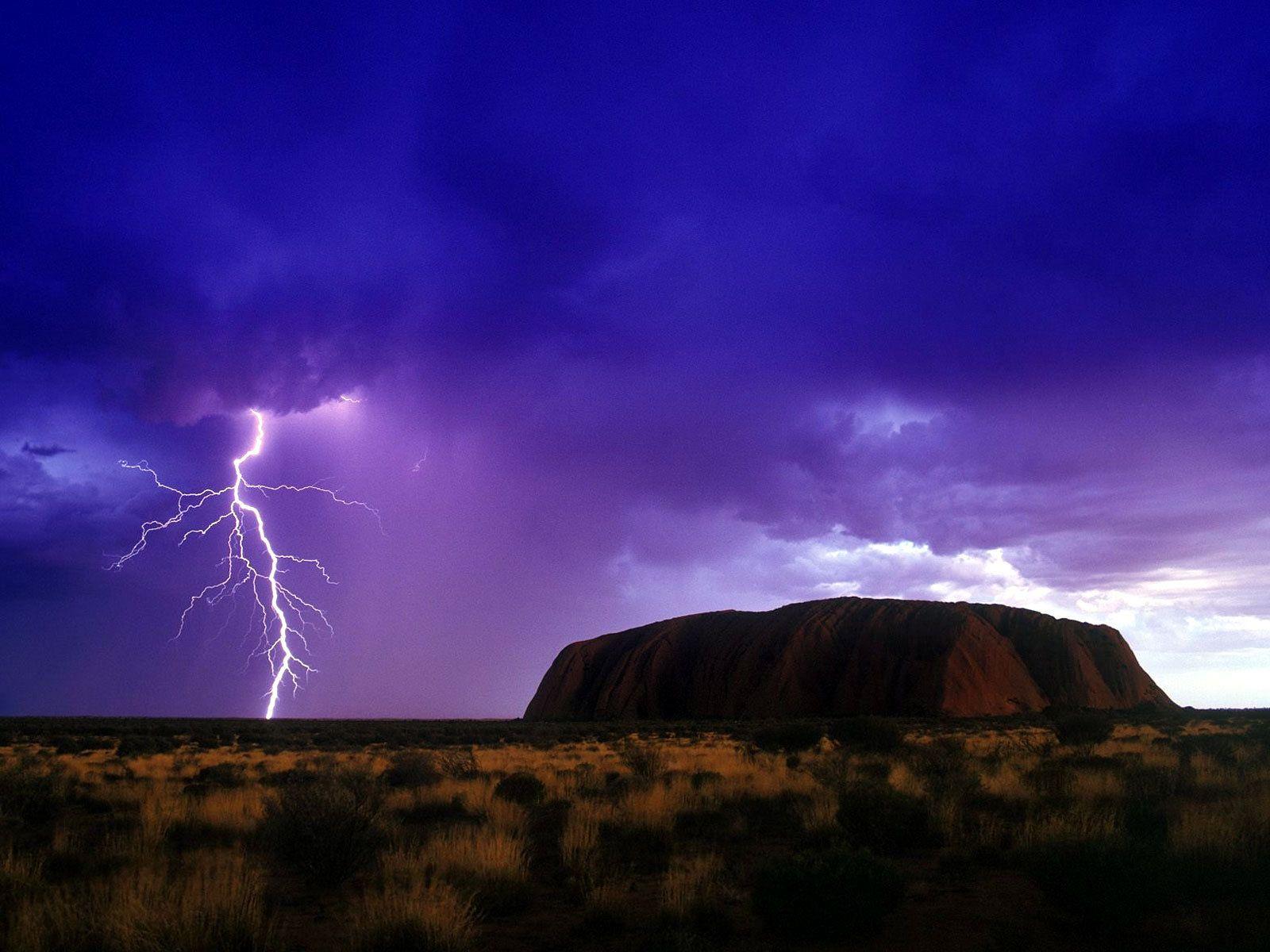 Download Wallpaper clouds thunderstorm lightning uluru ayers rock
