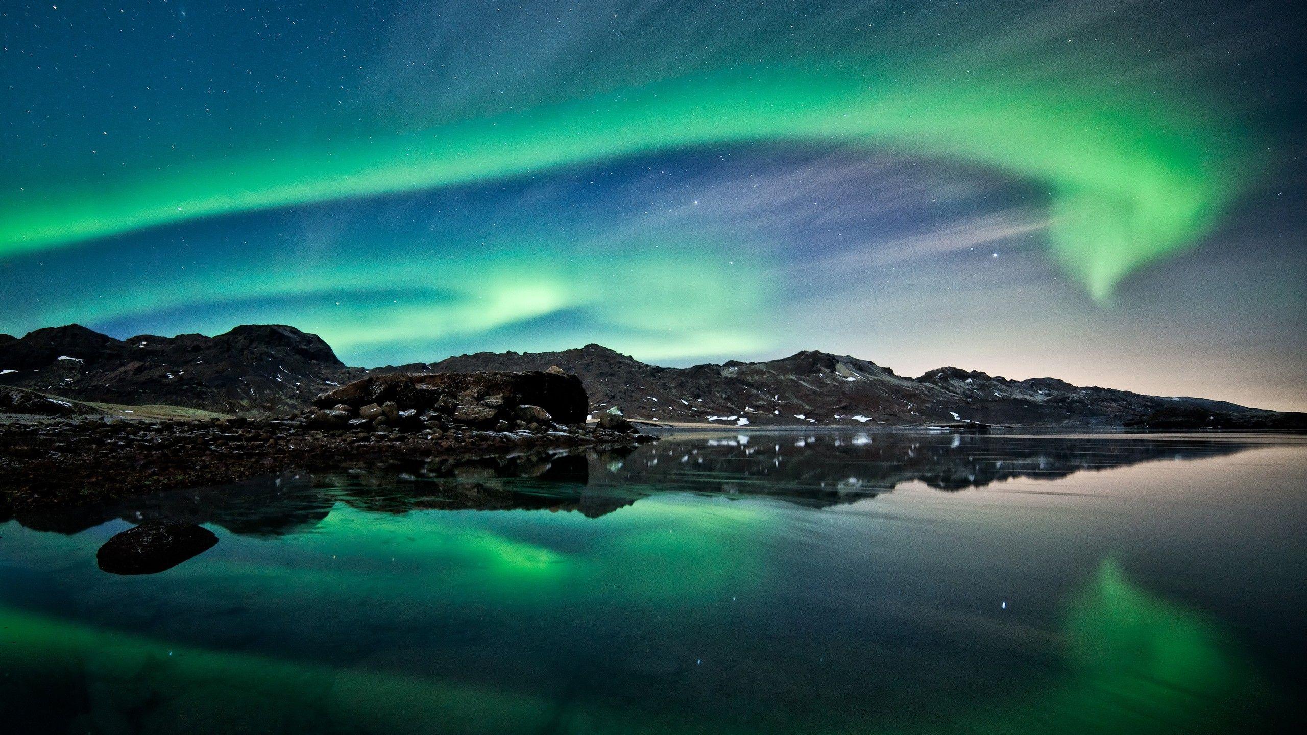 Wallpaper Northern Lights, Aurora Borealis, Iceland, Polar Regions
